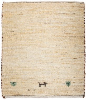 Wollteppich Gabbeh - Loribaft Perser quadratisch - 45 x 40 cm - beige, morgenland, quadratisch, Höhe: 12 mm, Wohnzimmer, Handgeknüpft, Einzelstück mit Zertifikat