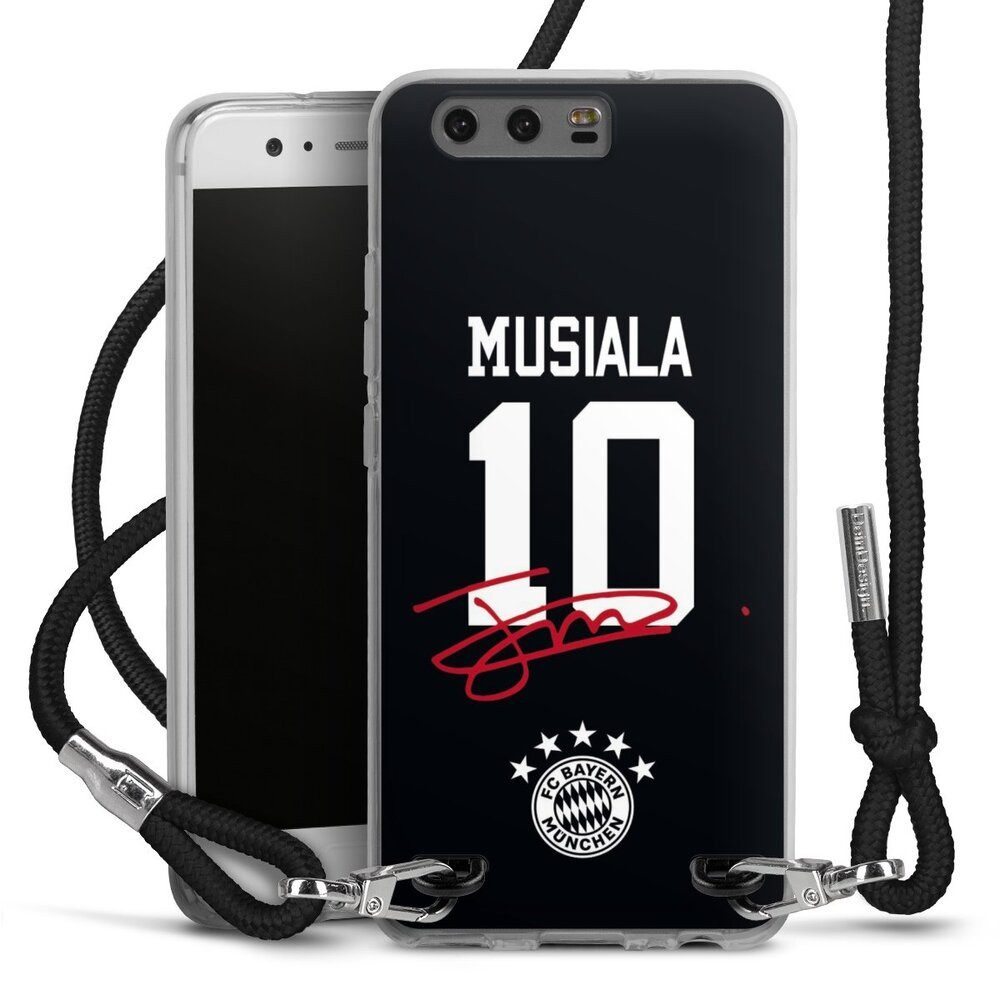 DeinDesign Handyhülle FC Bayern München Jamal Musiala FCB Musiala 10, Huawei P10 Handykette Hülle mit Band Case zum Umhängen Cover mit Kette