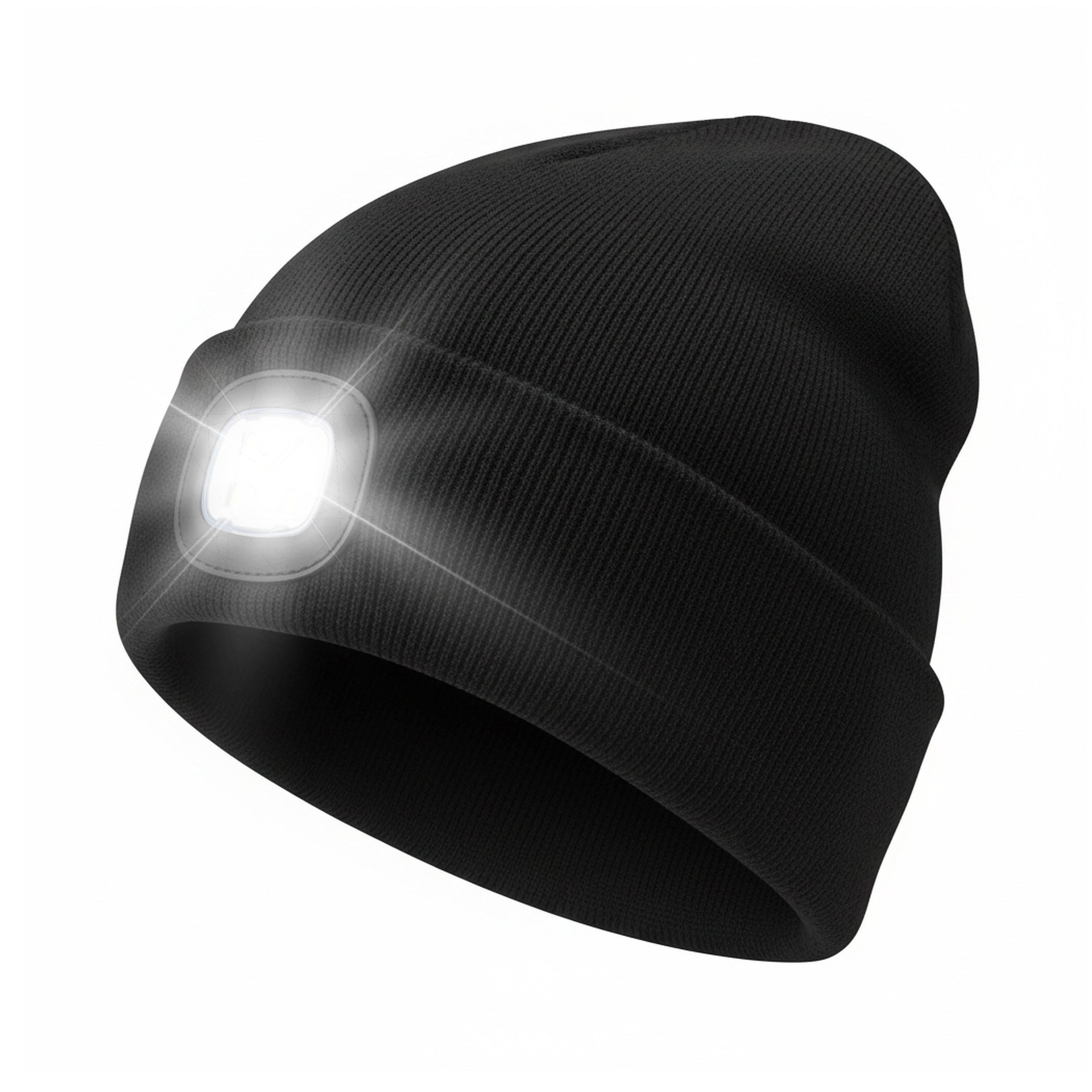 BEARWARE Strickmütze mit Stirnlampe, Beanie warm gefüttert für Joggen Camping Outdoor Sport (1-St) Integrierte LED-Leuchte, 3 Helligkeitsstufen, USB-Ladefunktion