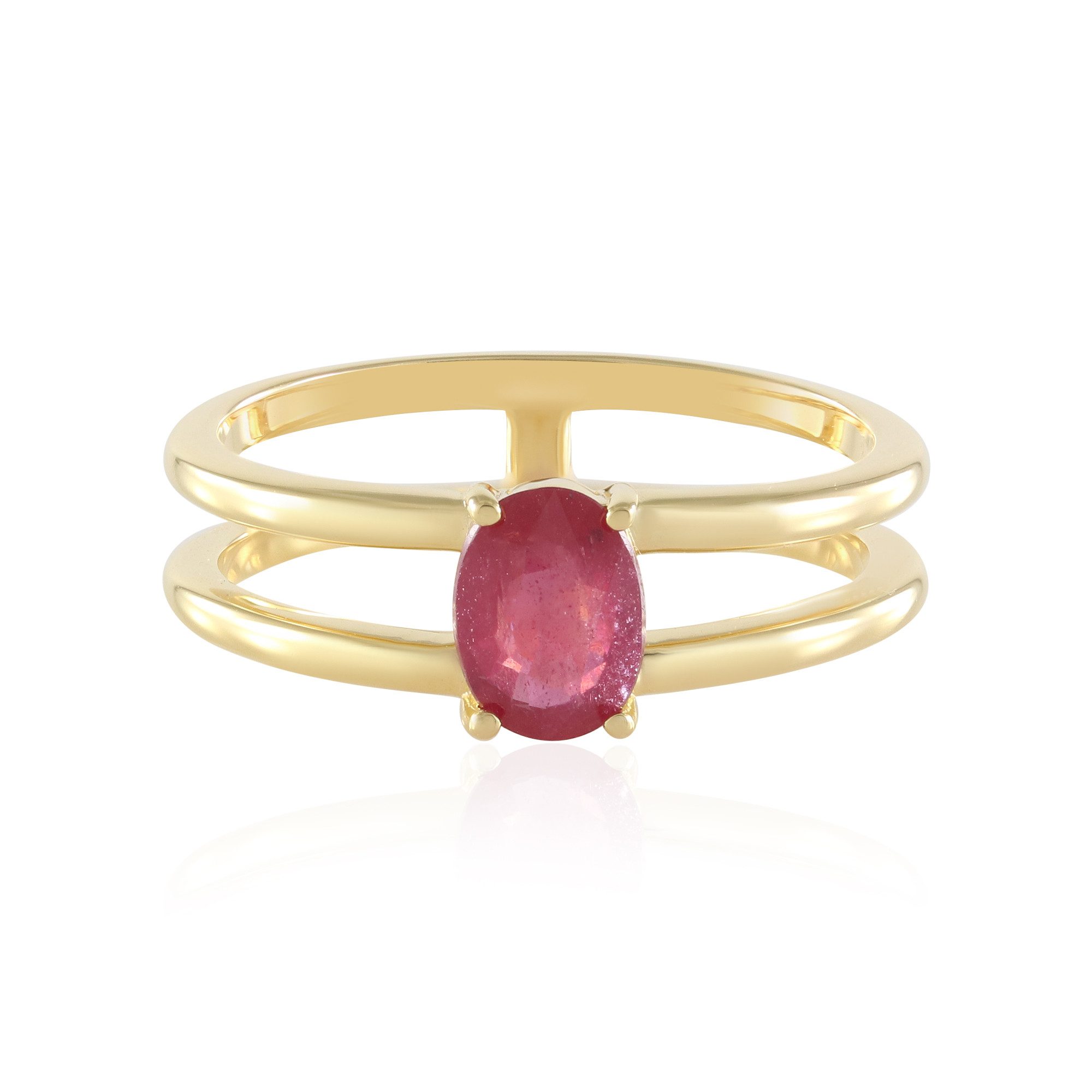 Cavill Solitärring Rubinring 0,88 ct Sterling Silber vergoldet, Oval Madagaskar, elegant (1-tlg)