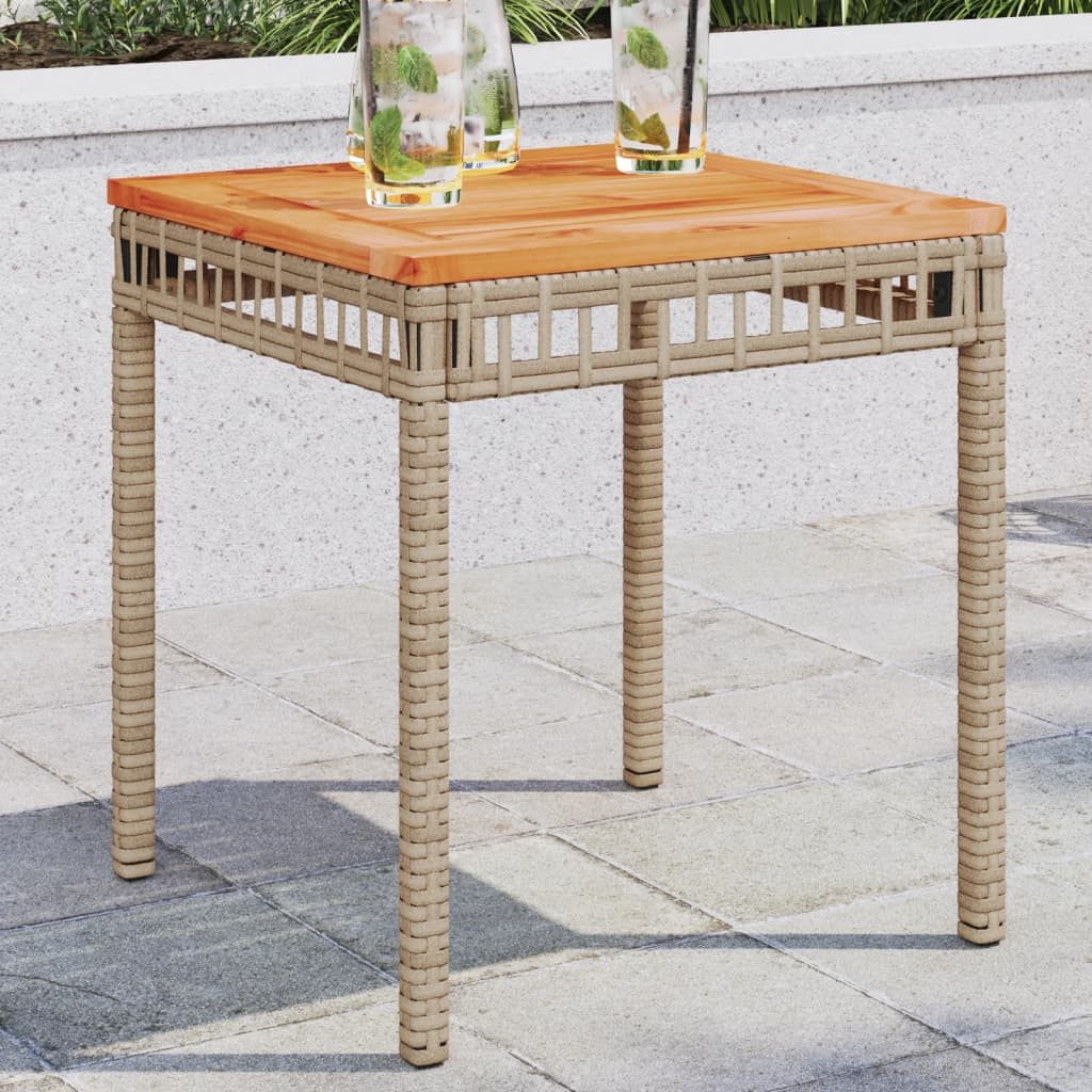 vidaXL Gartentisch Gartentisch Beige 38x38x42 cm Poly Rattan nholz (1-St)