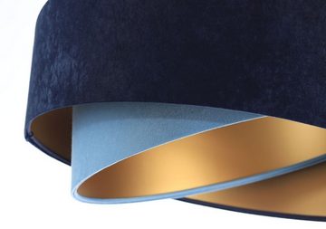 Licht-Erlebnisse Pendelleuchte MARLON, ohne Leuchtmittel, in Weiß Marineblau Hellblau Gold E27 D: 50 cm Stoff Metall Modern