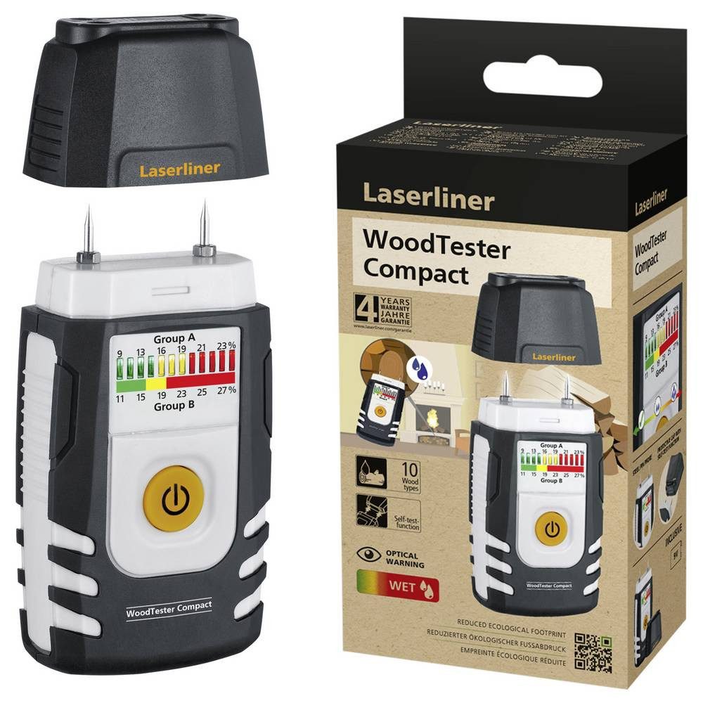 LASERLINER Feuchtigkeitsmesser WoodTester Compact Holzfeuchtemessgerät 082.004E