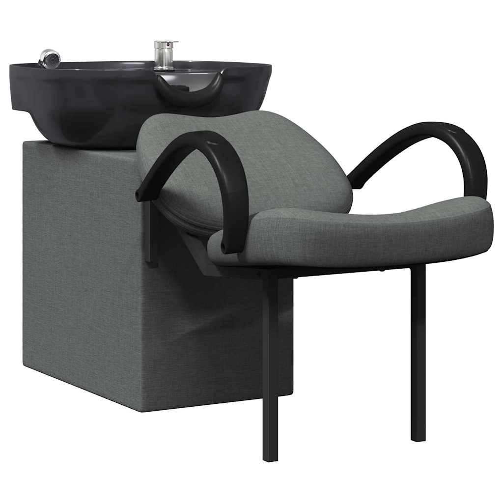 vidaXL Stuhl Shampoo Stuhl Dunkelgrau und Schwarz 136 x 60 x 92 cm Stoff (1 St)