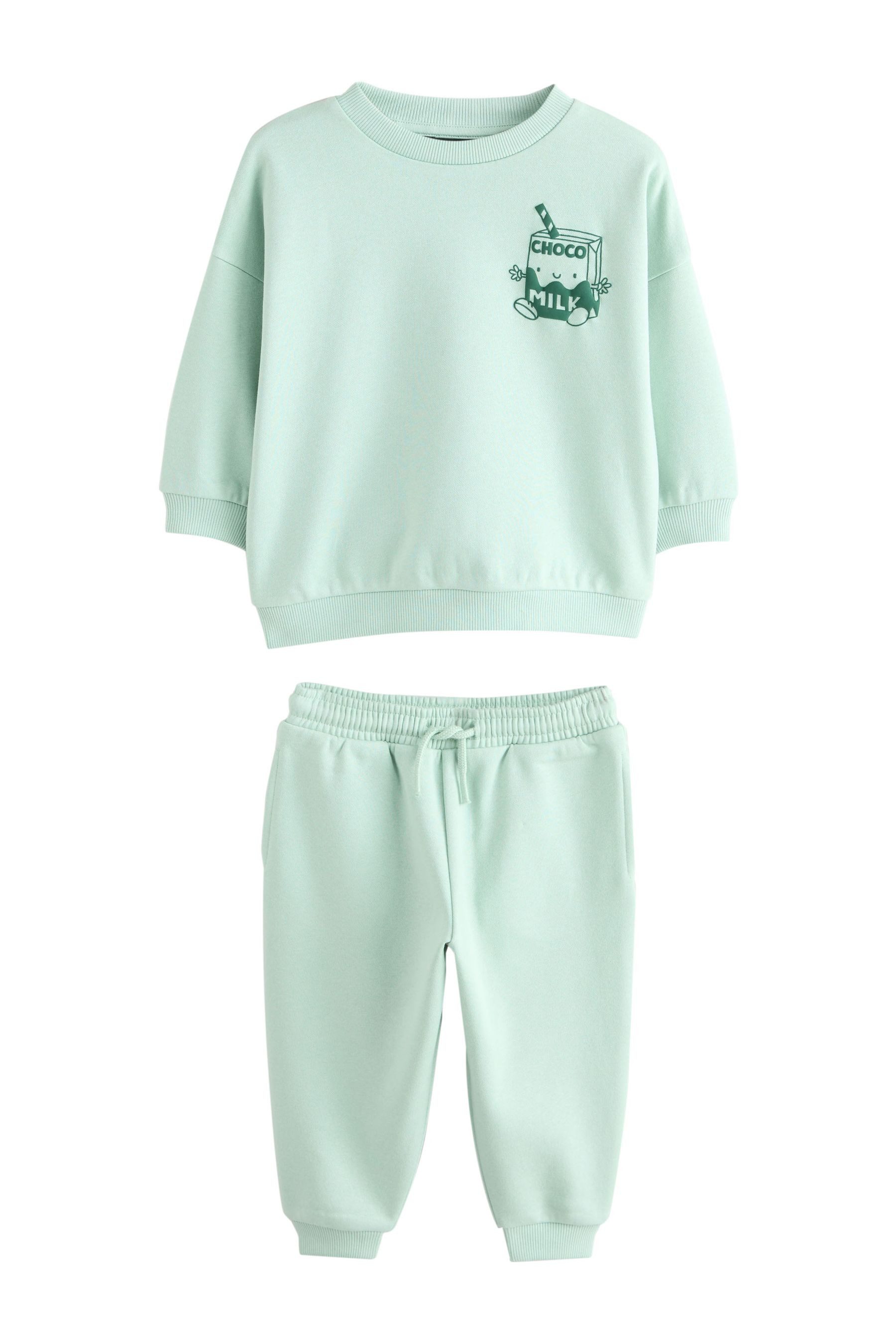 Next Sweatanzug Rundhalspullover mit Print und Jogginghose im Set (2-tlg)