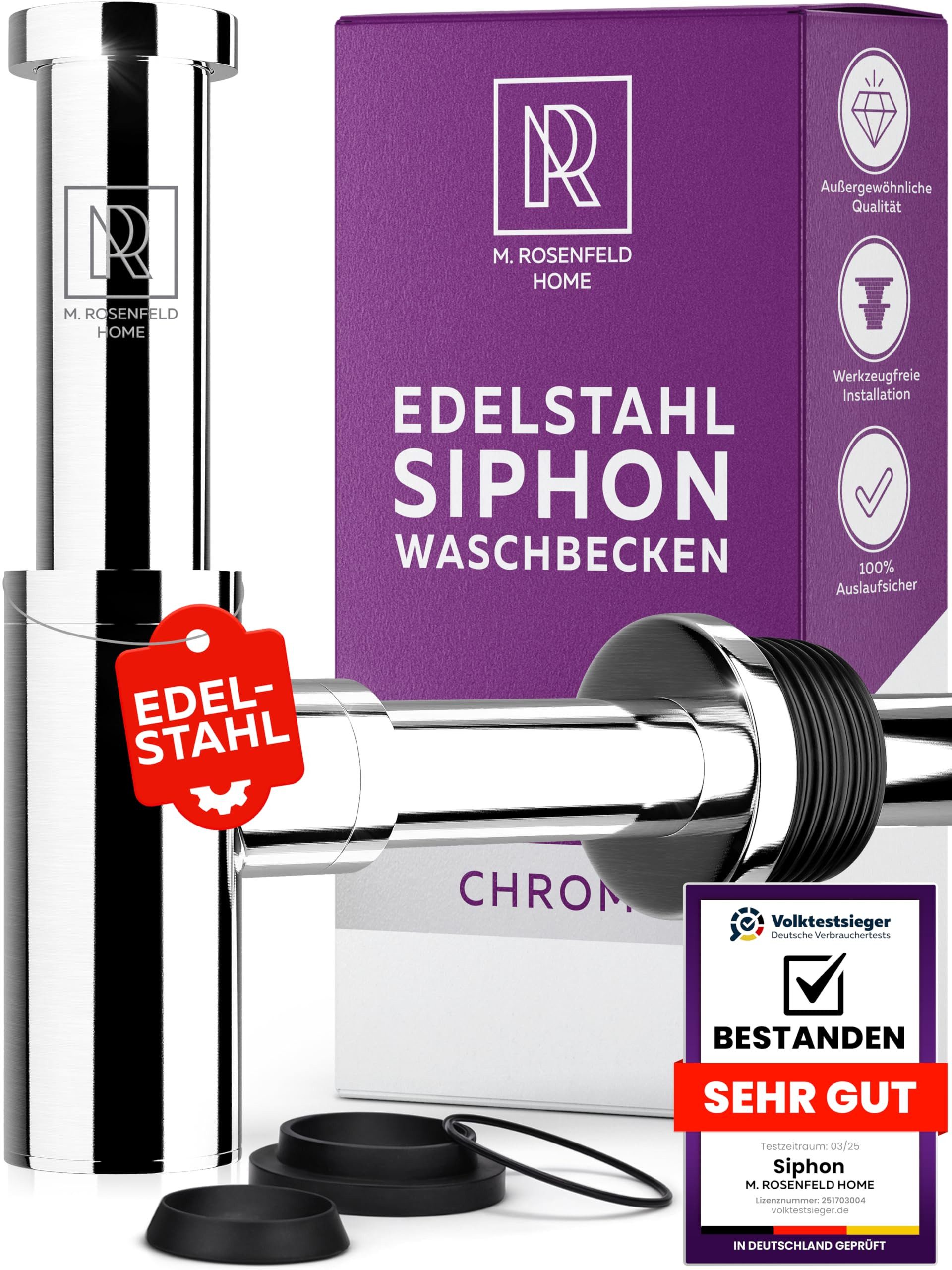 M. Rosenfeld Siphon Waschbecken Edelstahl