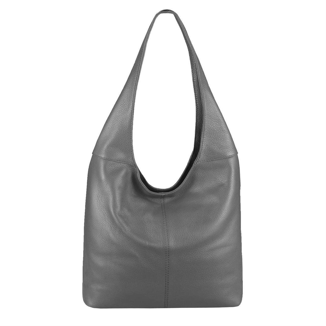 ITALYSHOP24 Shopper Made in Italy Damen echtes Leder Tasche Schultertasche Umhängetasche, Hobo Bag große Hauptfach Alltagstasche mit viel Stauraum leicht bequem