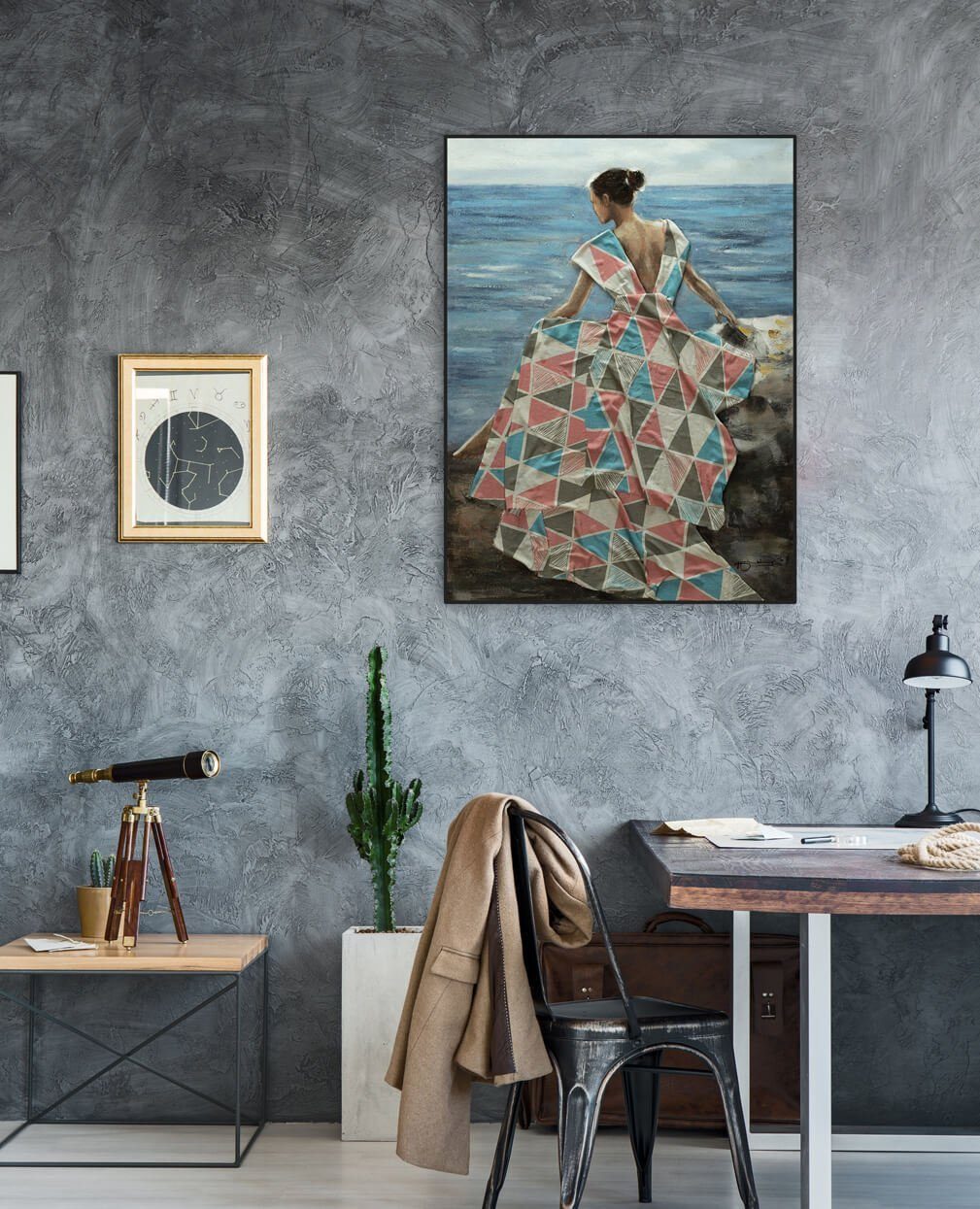 75x100 100% HANDGEMALT Leinwandbild Meer das Die Gemälde und Schöne KUNSTLOFT Wohnzimmer cm, Wandbild