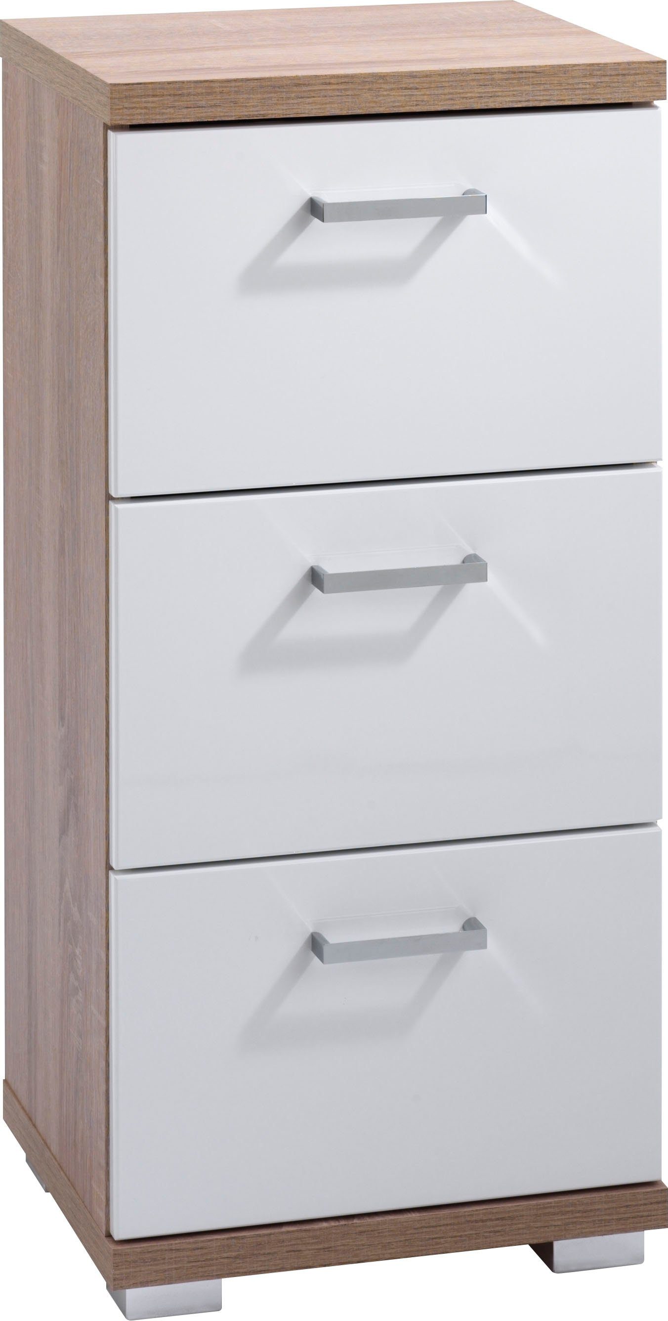 byLIVING Badkommode Nebraska, Breite 35 cm, Badezimmerschrank mit Metallgriffen, 3 Schubladen