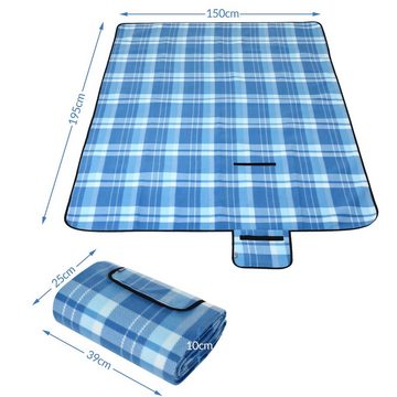 Picknickdecke, Detex, XL 195x150 cm Wasserdicht Wärmeisoliert 2-4 Personen Blau