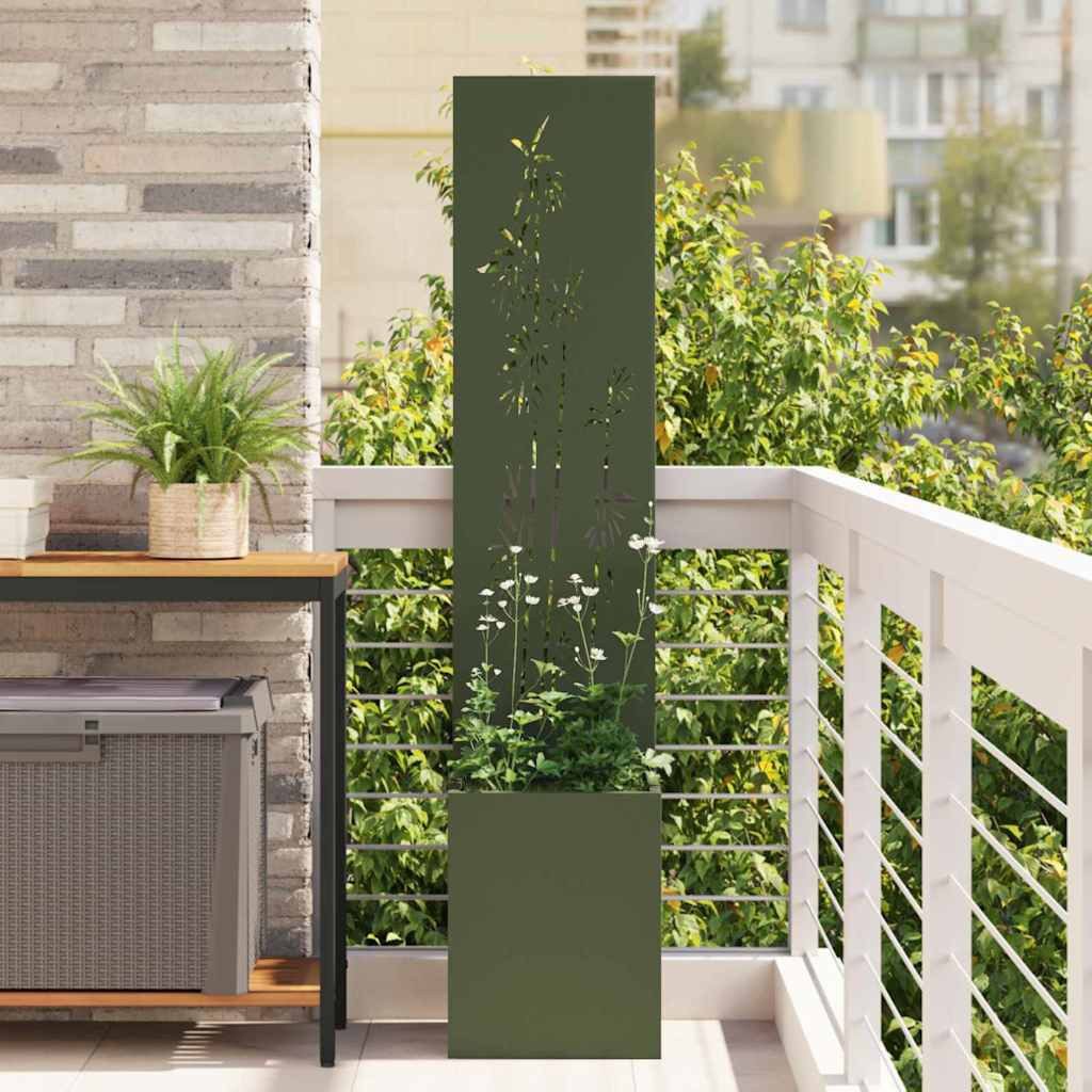 vidaXL Wandbild Garten Sichtschutz-Leinwand Floral Olivgrün 32 x 32 x 150 cm, (1 St)