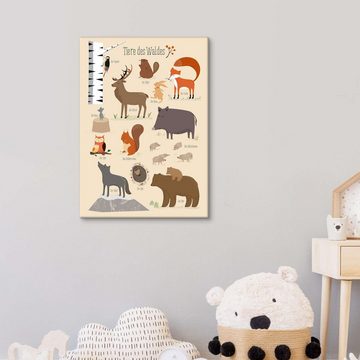 Posterlounge Leinwandbild Sandy Lohß, Tiere des Waldes, Klassenzimmer Illustration
