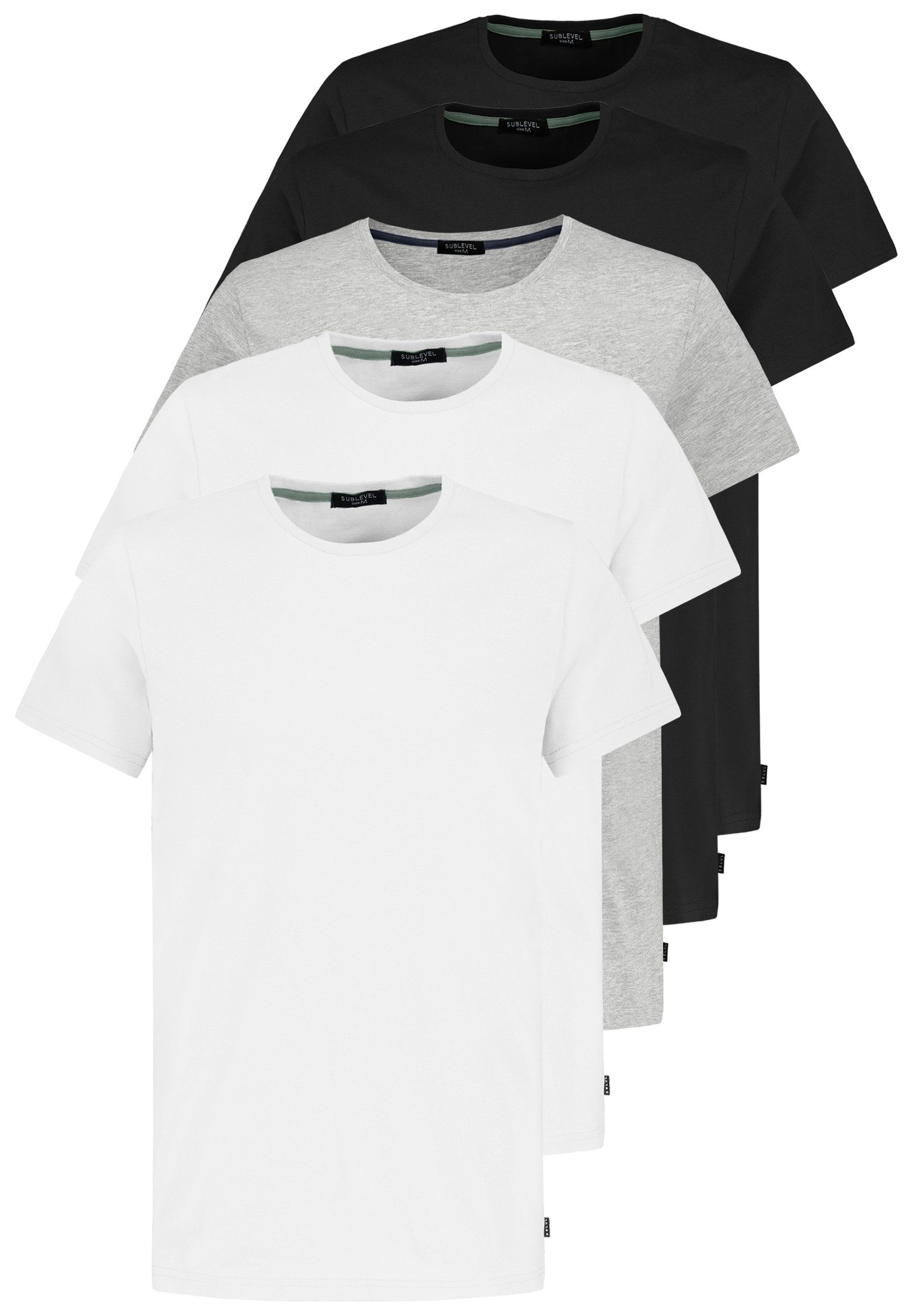 SUBLEVEL T-Shirt 5er Pack, Hochwertige Verarbeitung, Klassisch (5-tlg) 5er-SET_T-Shirts
