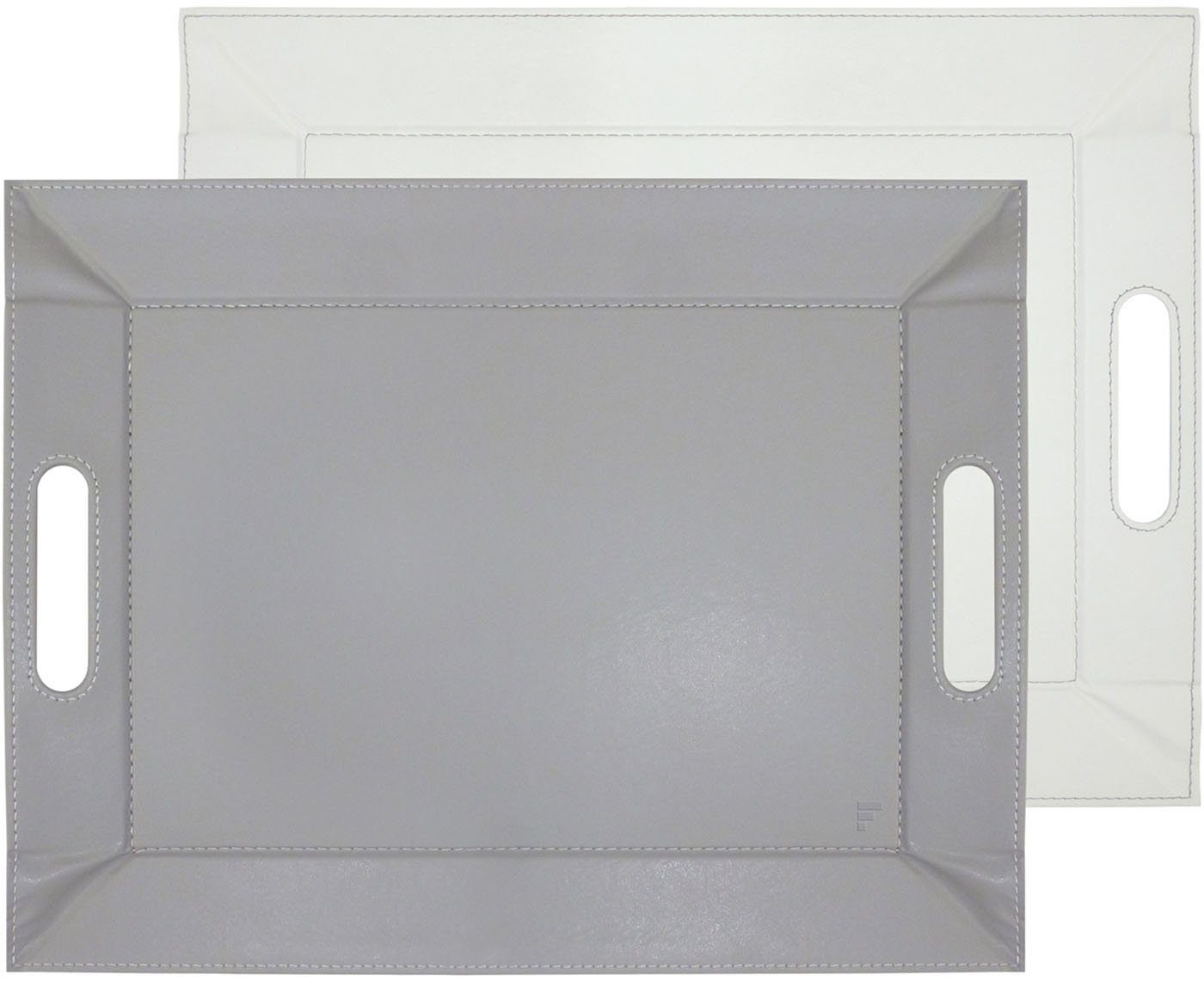 freeform Tablett DUO, 2-farbiges Wendetablett, Tablett und Tisch-Set in einem, wendbar, Kunstleder, (1-tlg), mit Doppelfunktion, pflegeleicht und kann platzsparend verstaut werden