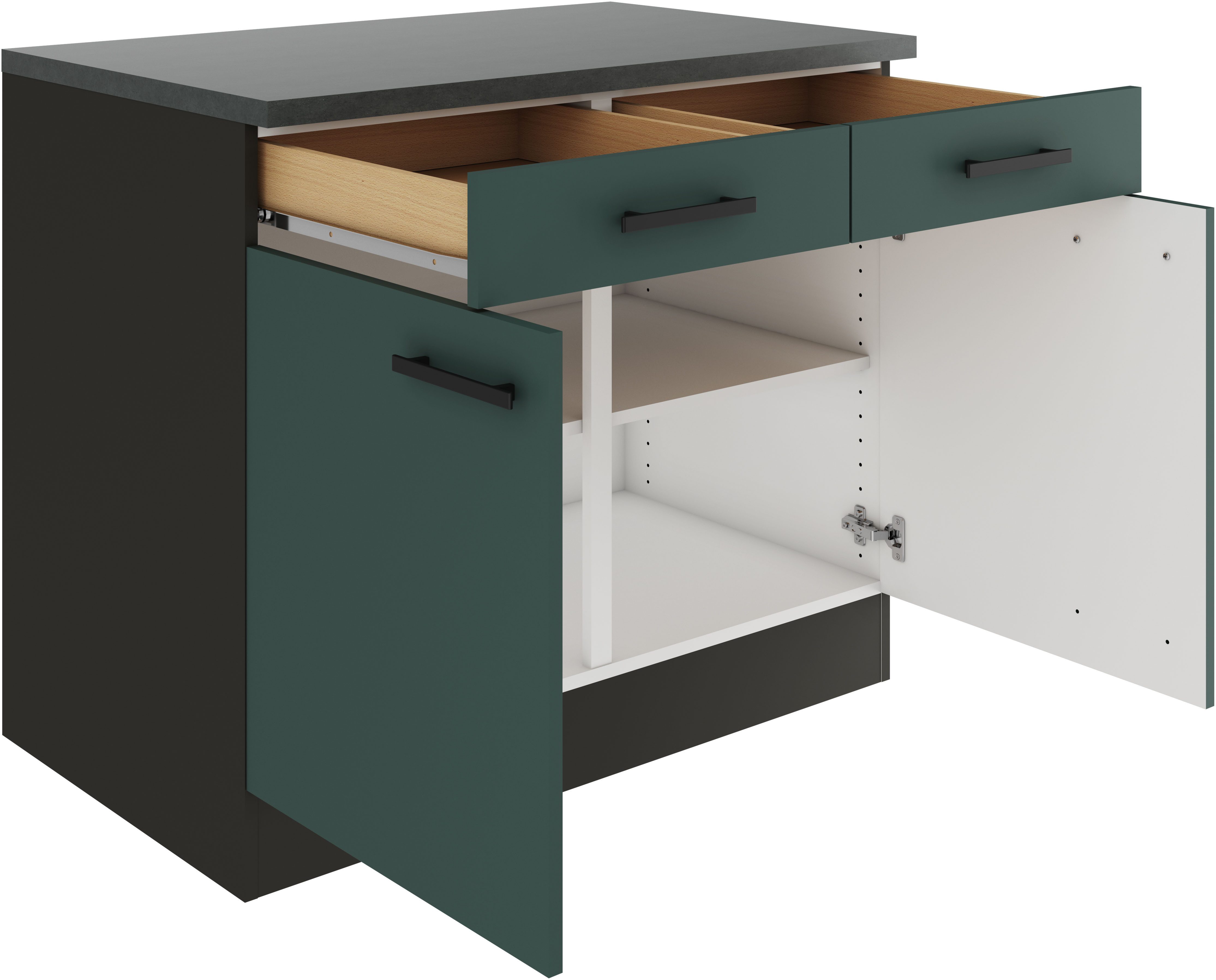 OPTIFIT Unterschrank Palma Breite 100 cm, mit 2 Türen und 2 Schubkästen