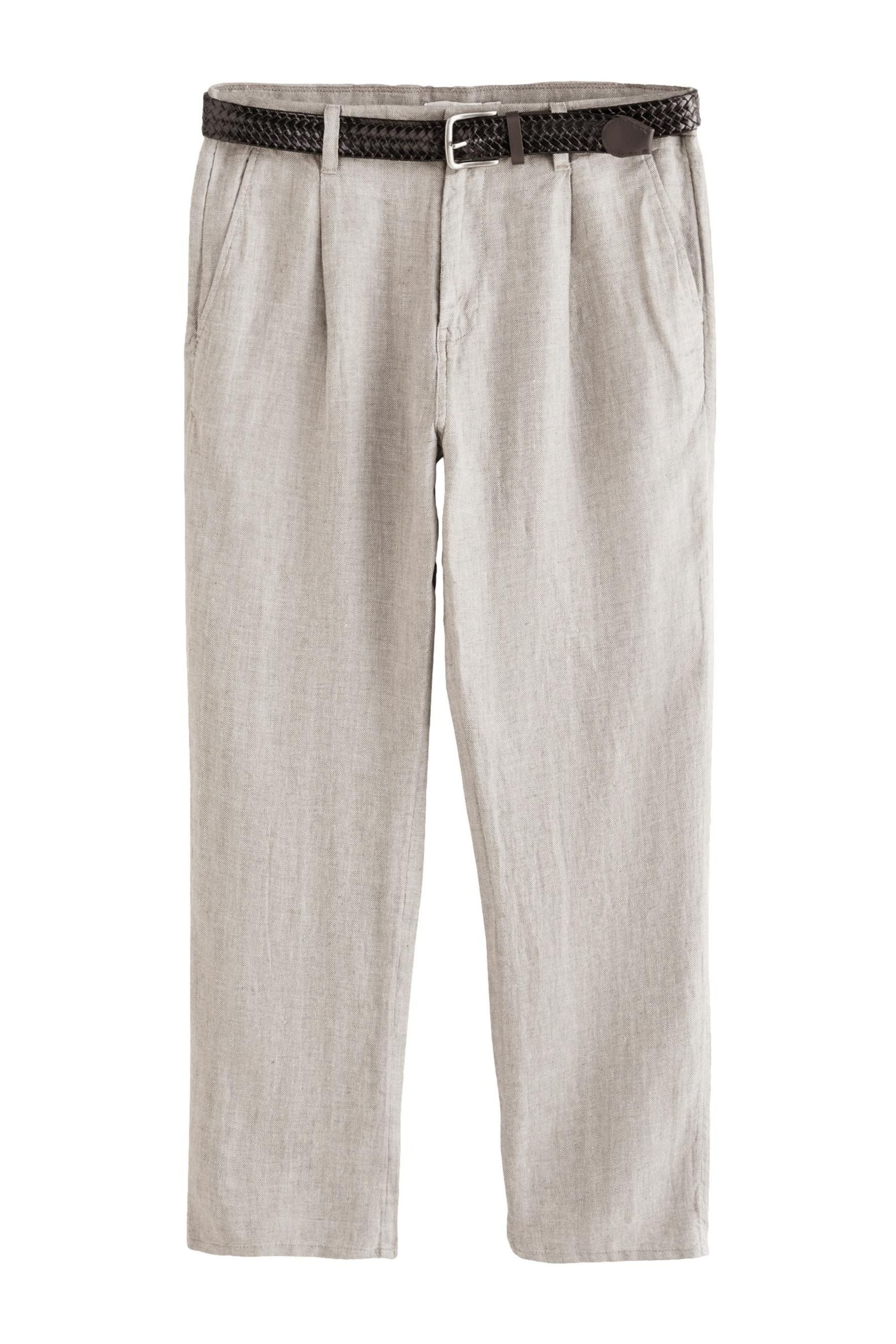 Next Leinenhose Signature Straight Fit Hose mit Fischgrätmuster (2-tlg)