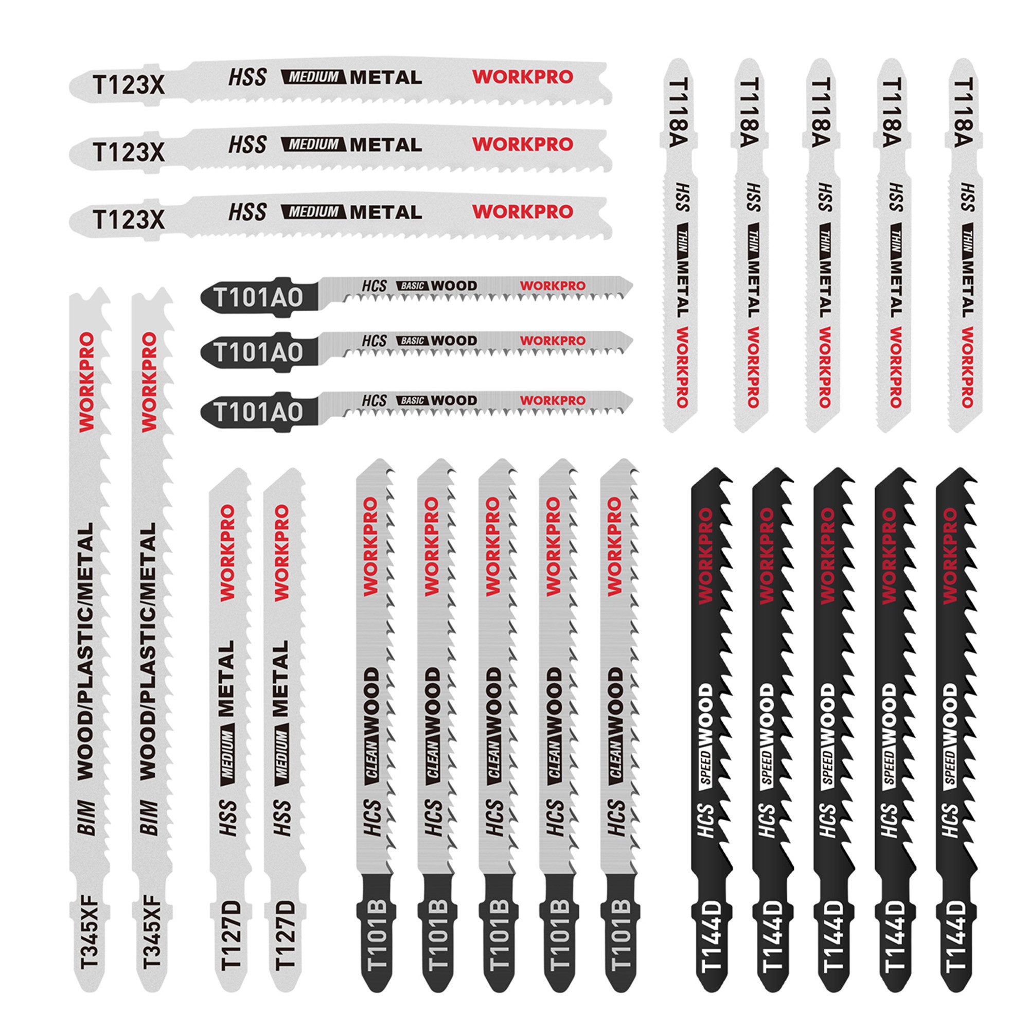 WorkPro Stichsägeblatt Set, 25tlg. T-Schaft Stichsägeblätter günstig online kaufen