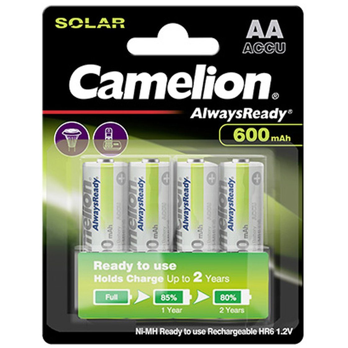 AA, Mignon LR6, HR6, NiMH Akku mit 1,2V 600mAh in 4er Blisterverpacku Akku