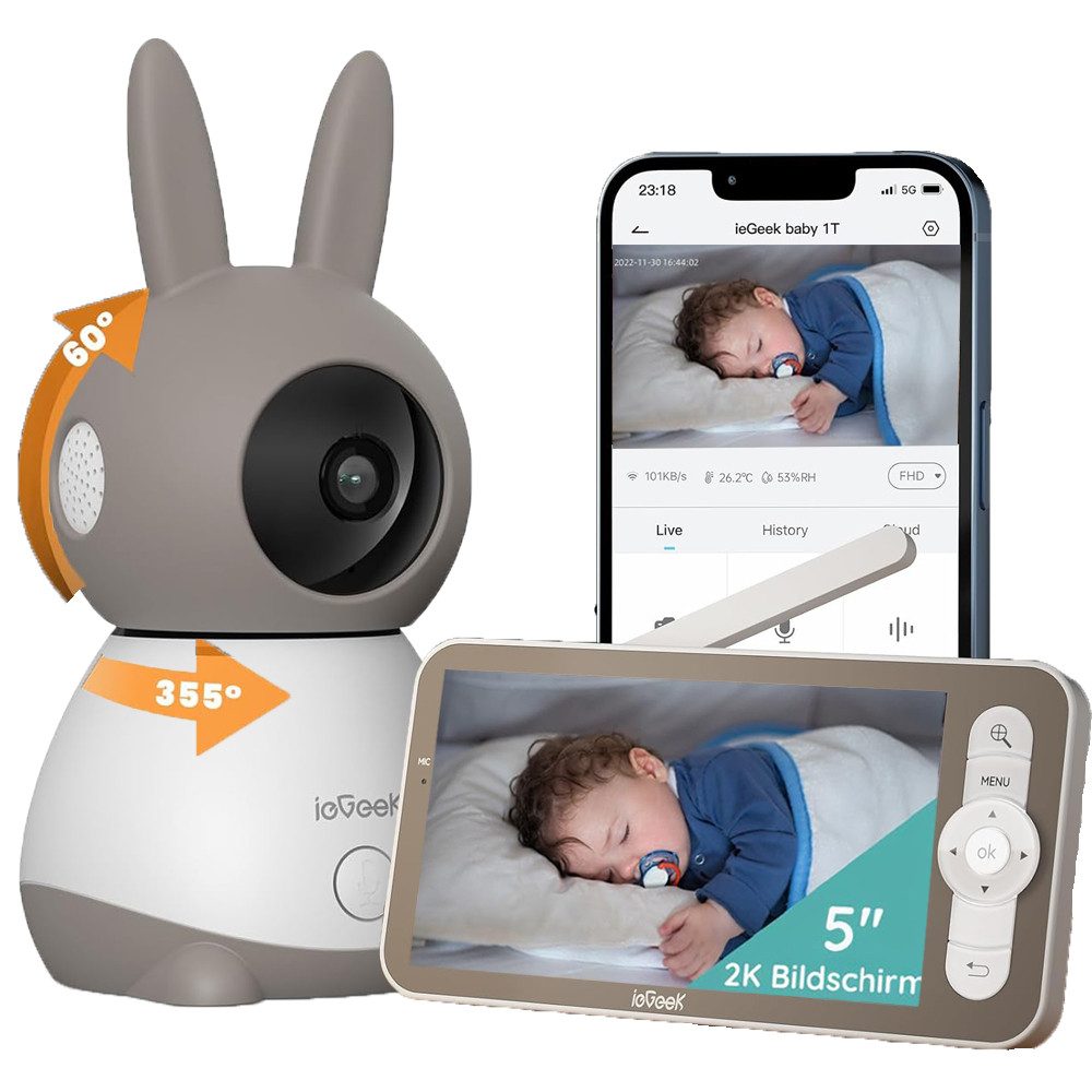 Video-Babyphone 2K 3MP Babyphone mit Kamera, WLAN Video Babyfone mit APP