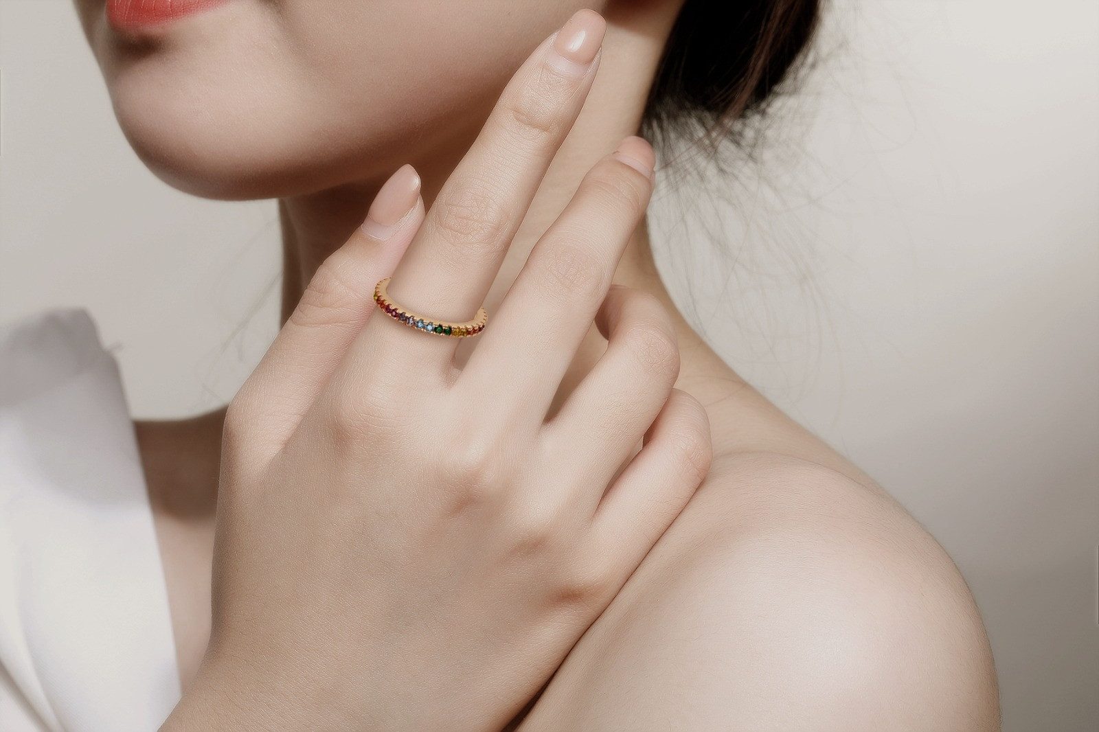 Lisandra Scott Silberring Eternity Ring 925 Silber »Bunte Zirkonia Steine« Regenbogen Rainbow, Ein Ring voller Farbe & Gefühl - funkelnd, bunt, bedeutungsvoll