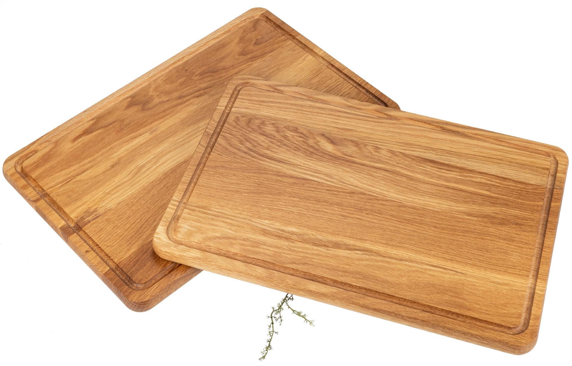 Holz Frank Schneidebrett Schneidebrett mit Saftrille aus Eiche geölt - 45 x 30 x 2,1 cm, Holz, (1-St)