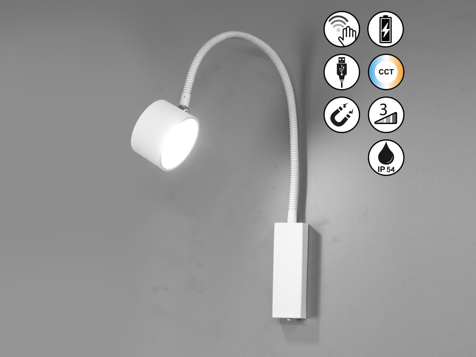 easy! BY FHL LED Wandleuchte, Dimmfunktion, LED fest integriert, Warmweiß & Tageslicht, 2er SET Akku Leselampen dimmbar & Tageslicht, Lampen kabellos H: 40cm