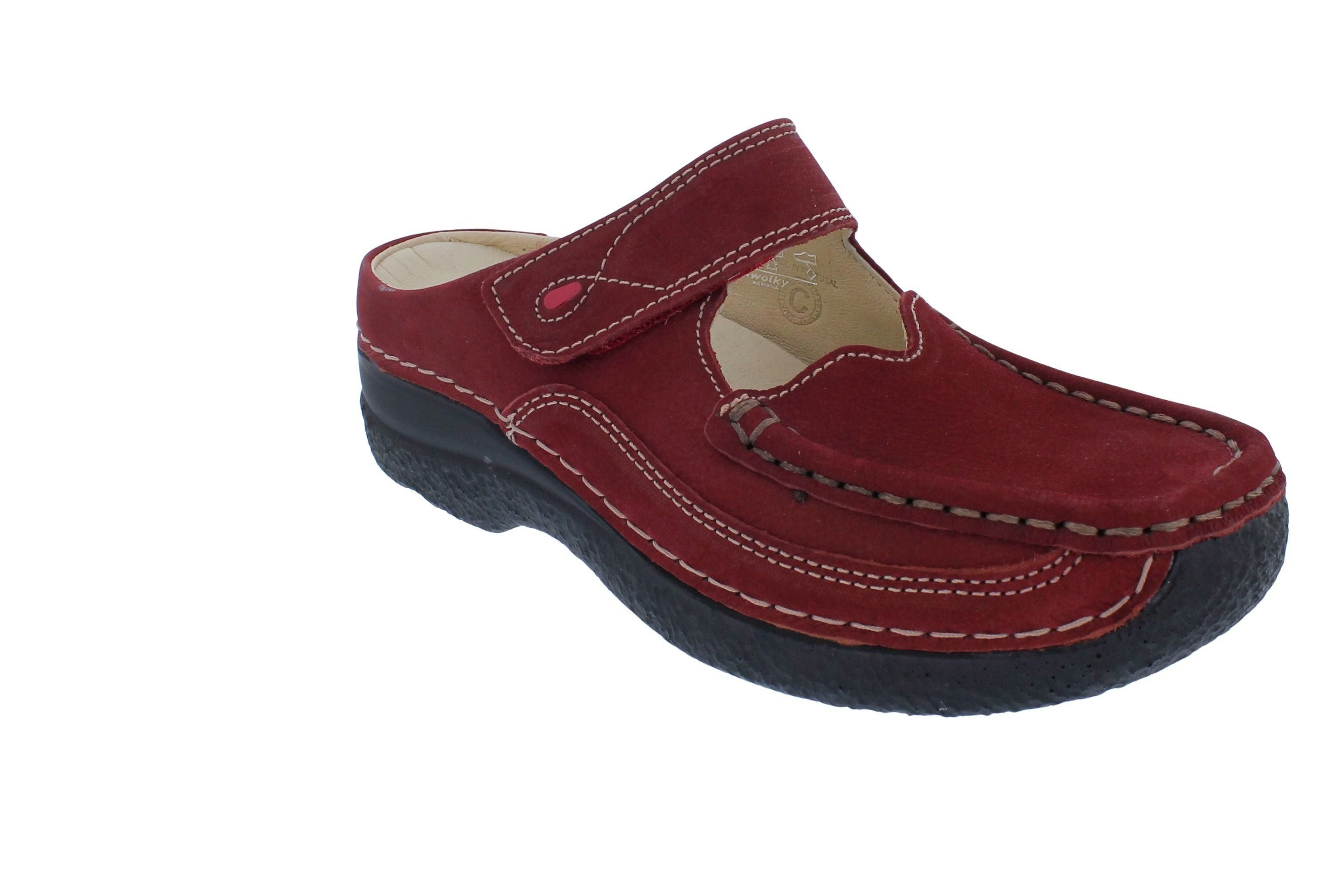 WOLKY Wolky Clog Roll Slipper 0622713-553, Nubukleder, Rot, Fußbett zum Wech Clog