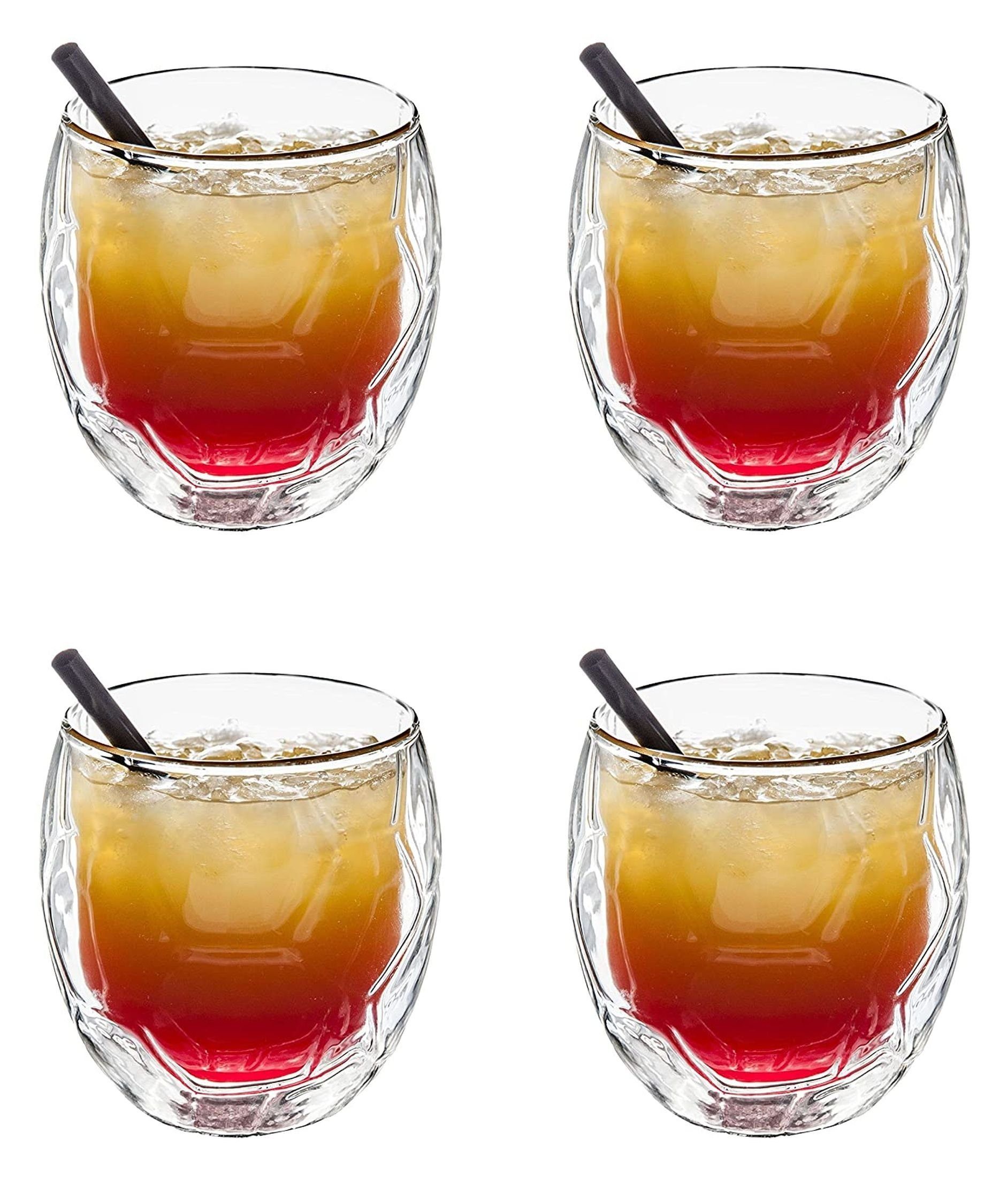Gläser-Set 4x Cocktailglas Trinkglas Fußball 350ml Thermoglas Doppelwandig