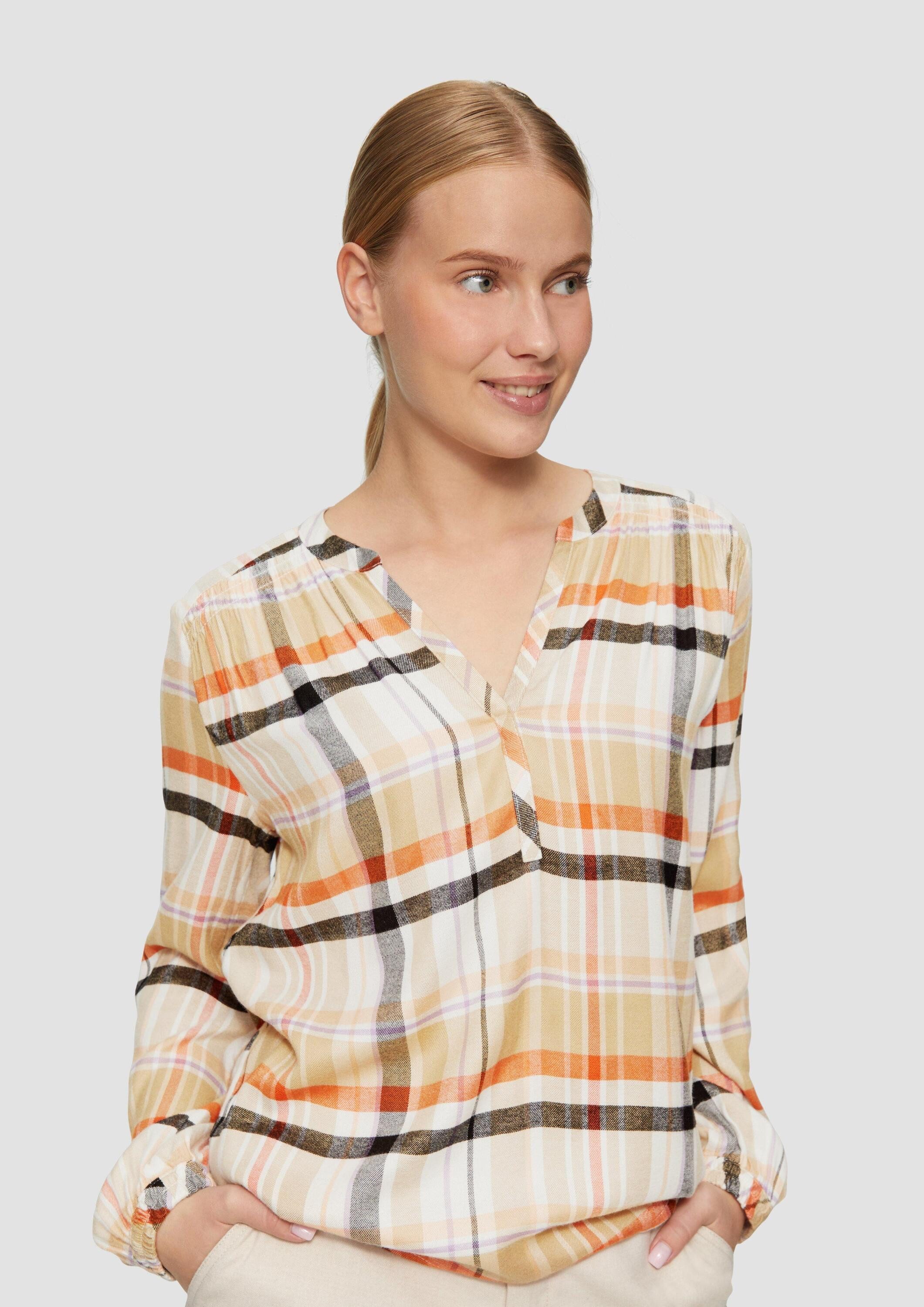 s.Oliver Langarmbluse Bluse Softe Langarmbluse mit Smok-Details