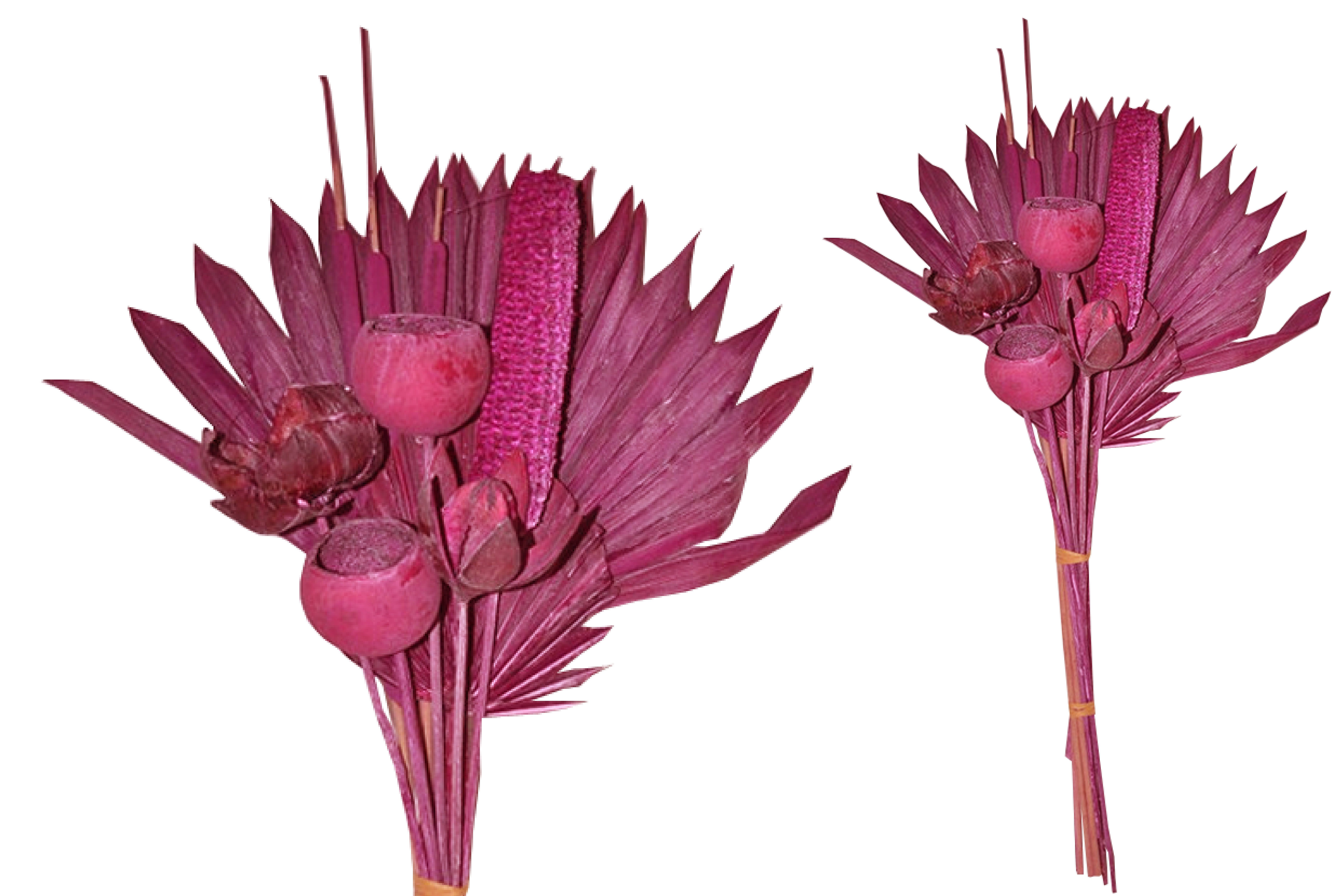 Trockenblume Grabstrauß BOHO Style Exotic Palmspear brombeer 60cm Exoten Grabdeko, finehomegarden, Höhe 60 cm, Grabgestecke Всеheiligen Totensontag Trockenstrauß