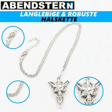 MAVURA Kette mit Anhänger ABENDSTERN Kette aus Tombak Arwens Herr der Ringe Hobbit, Replik Schmuckstück Stern Blume Kette funkelnd