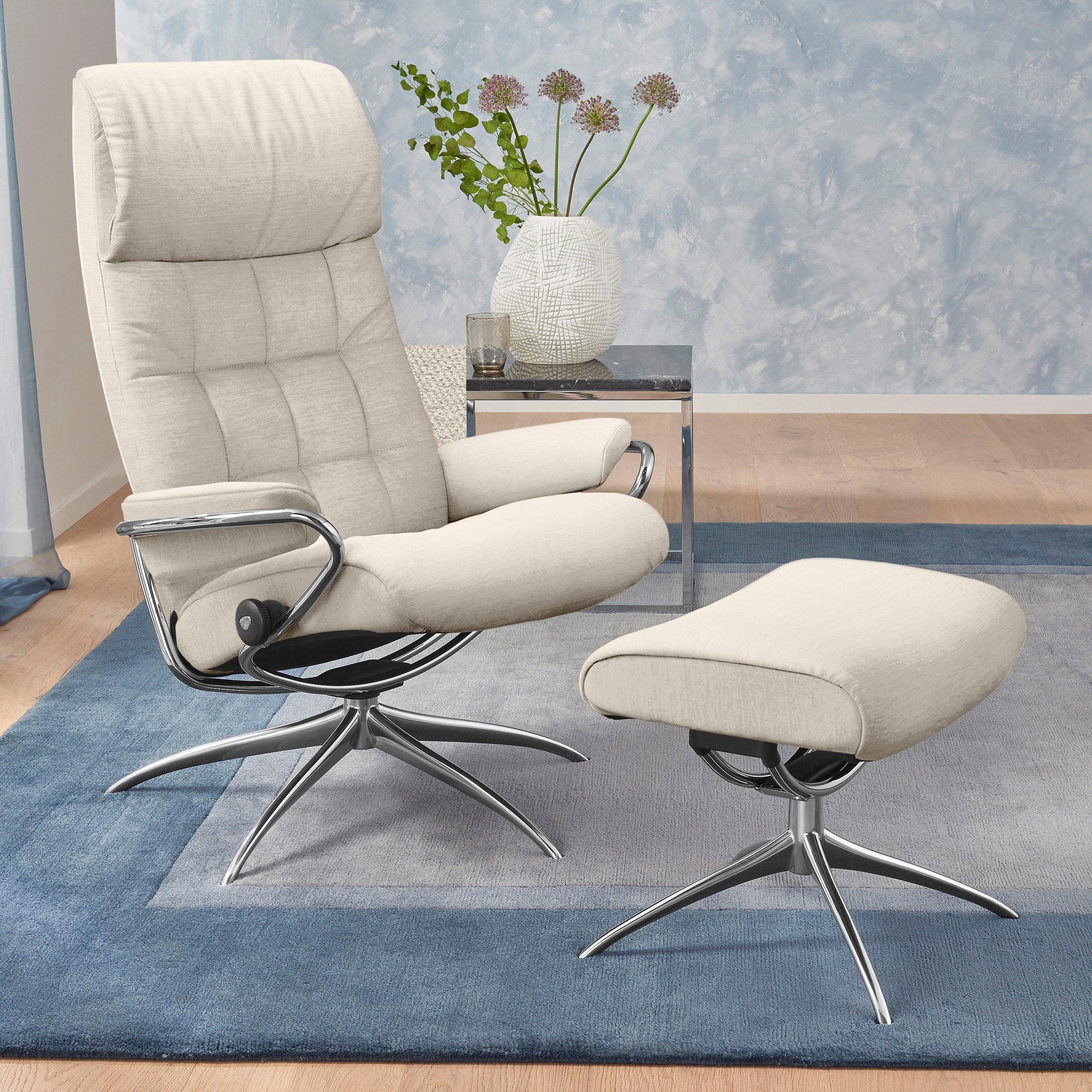 Stressless® Relaxsessel London (Set, Relaxsessel mit Hocker), mit Hocker, High Back, mit Star Base, Gestell Chrom | Funktionssessel