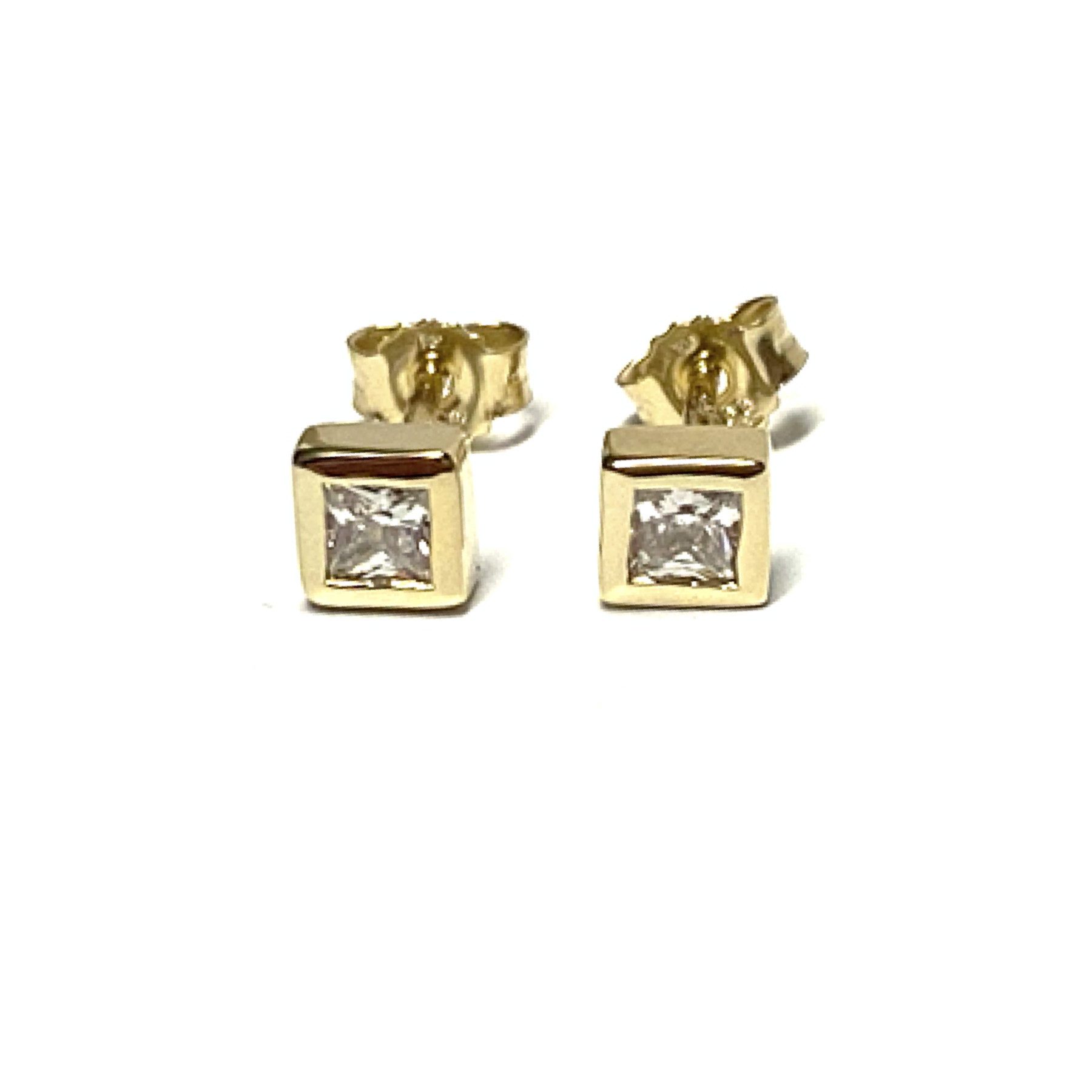 Edelschmiede925 Schmuckset Ohrstecker 333 Gelbgold Zirkonia carré quadratisch eckig glitzern