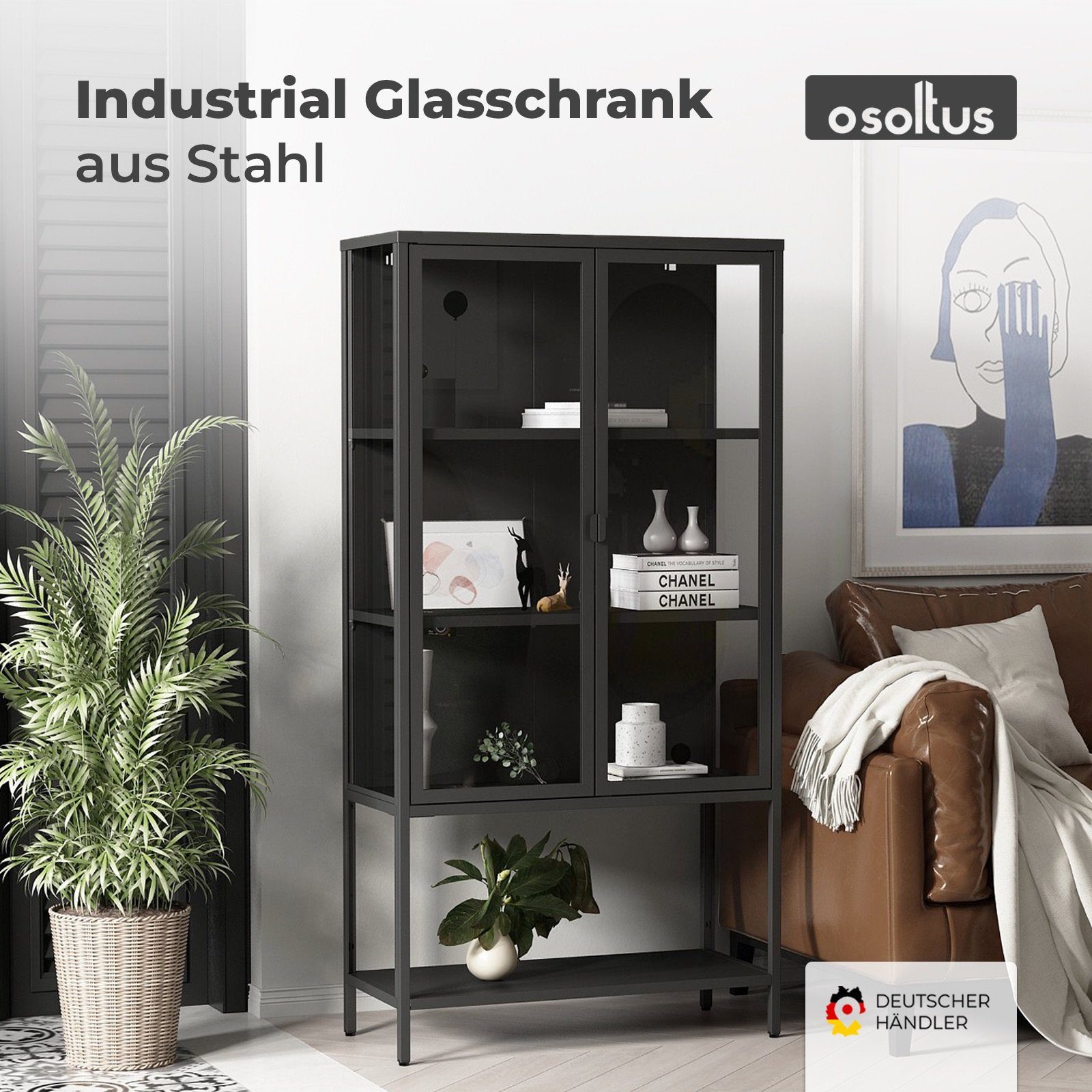 osoltus Raumteiler osoltus Vitrine Schrank Glasschrank Stahl cube schwarz I günstig online kaufen