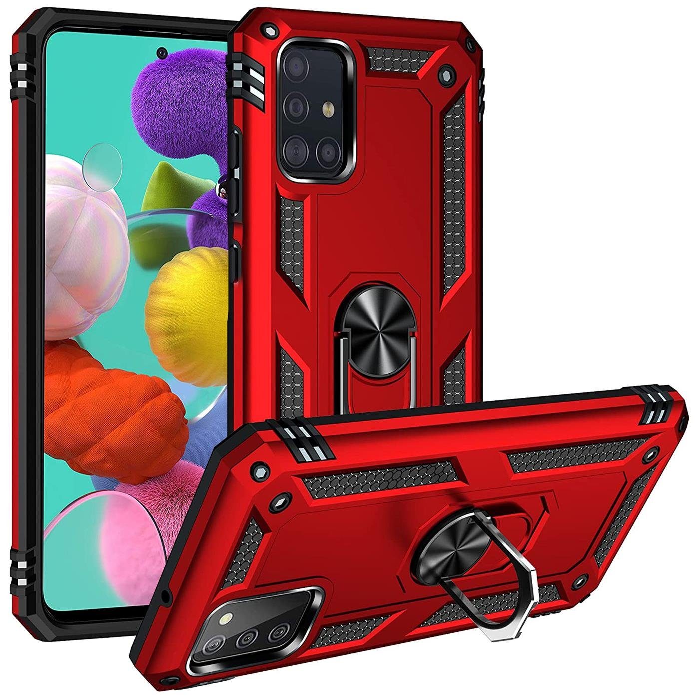CoolGadget Handyhülle Armor Shield Case für Samsung Galaxy A51 6,5 Zoll, Outdoor Cover mit Magnet Ringhalterung Handy Hülle für Samsung A51
