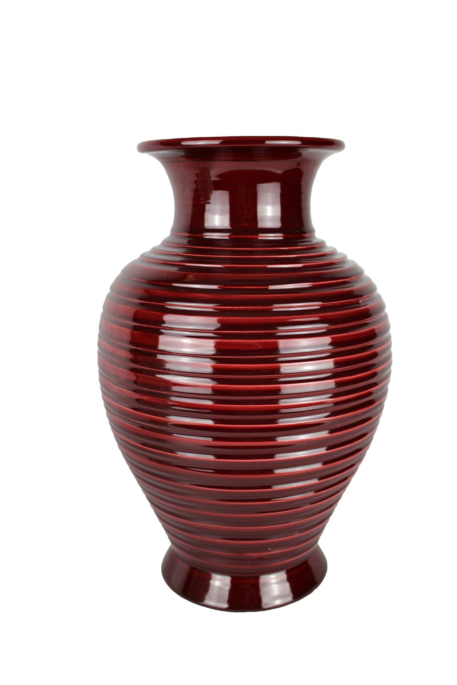 Signature Home Collection Dekovase Vase Keramik schwarz 36 cm mit Ringmuster (1 Stück, 1 Keramikvase), Handgefertigte Keramik aus Italien rot