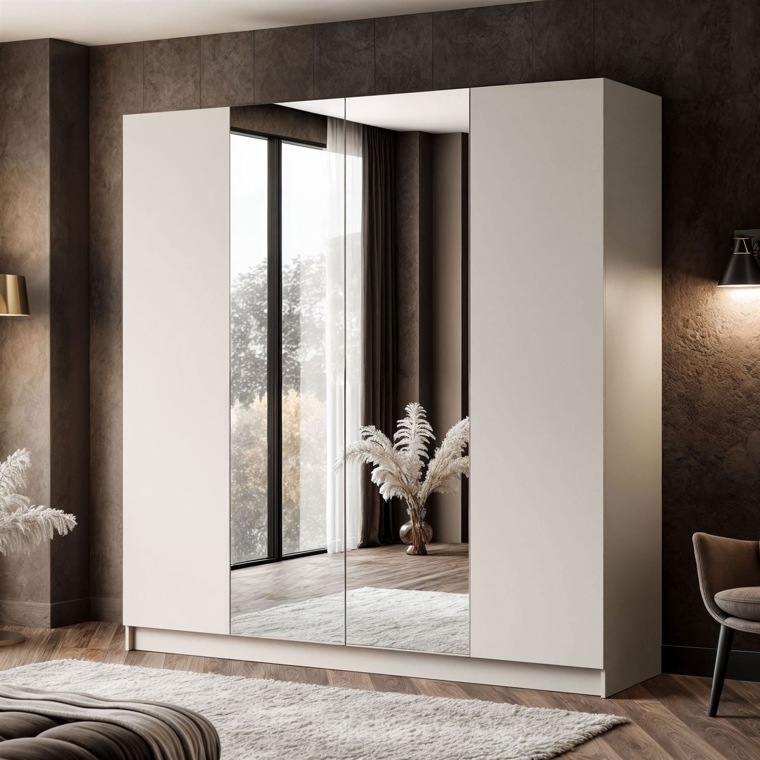 Lookway Kleiderschrank AUREL 4D KASCHMIR Drehtürenschrank mit Spiegel günstig online kaufen