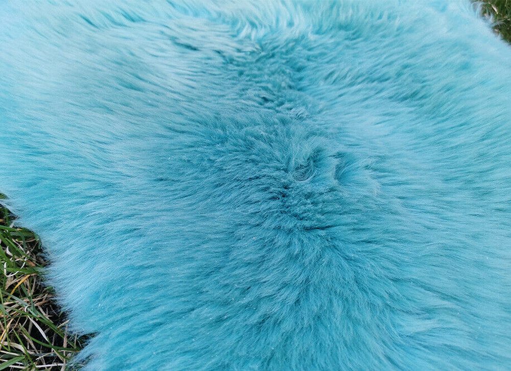 Provellus Fellteppich Öko Lammfell Schaffell Felle Türkis Hellblau Echtes Fell L-XL, 80cm - 100cm – Bild 3 von 5