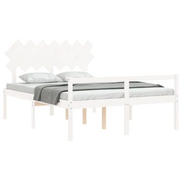 furnicato Bett Seniorenbett mit Kopfteil Weiß Kingsize Massivholz