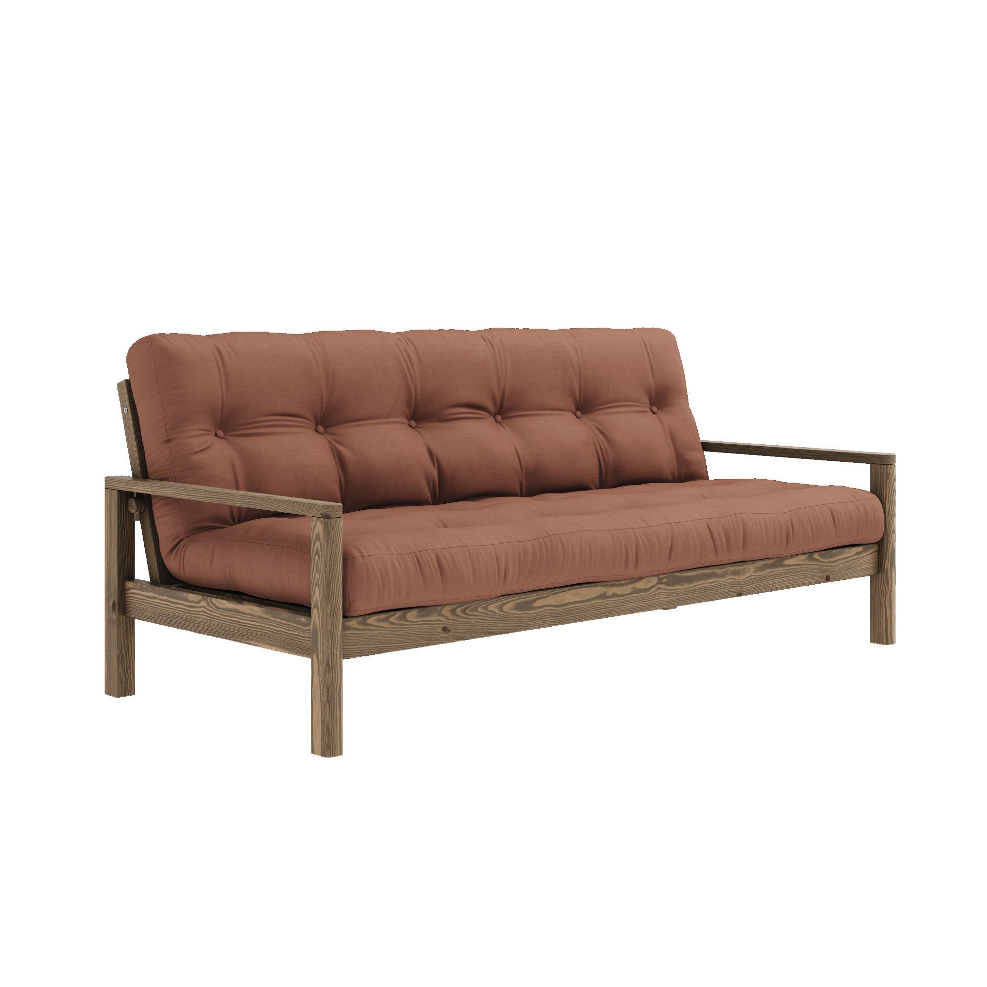 verschiedene | Carob Kiefer FSC-zertifiziert, Brown KNOB, Farben, mit Karup lackiert brown Futonmatratze, Schlafsofa Design Clay