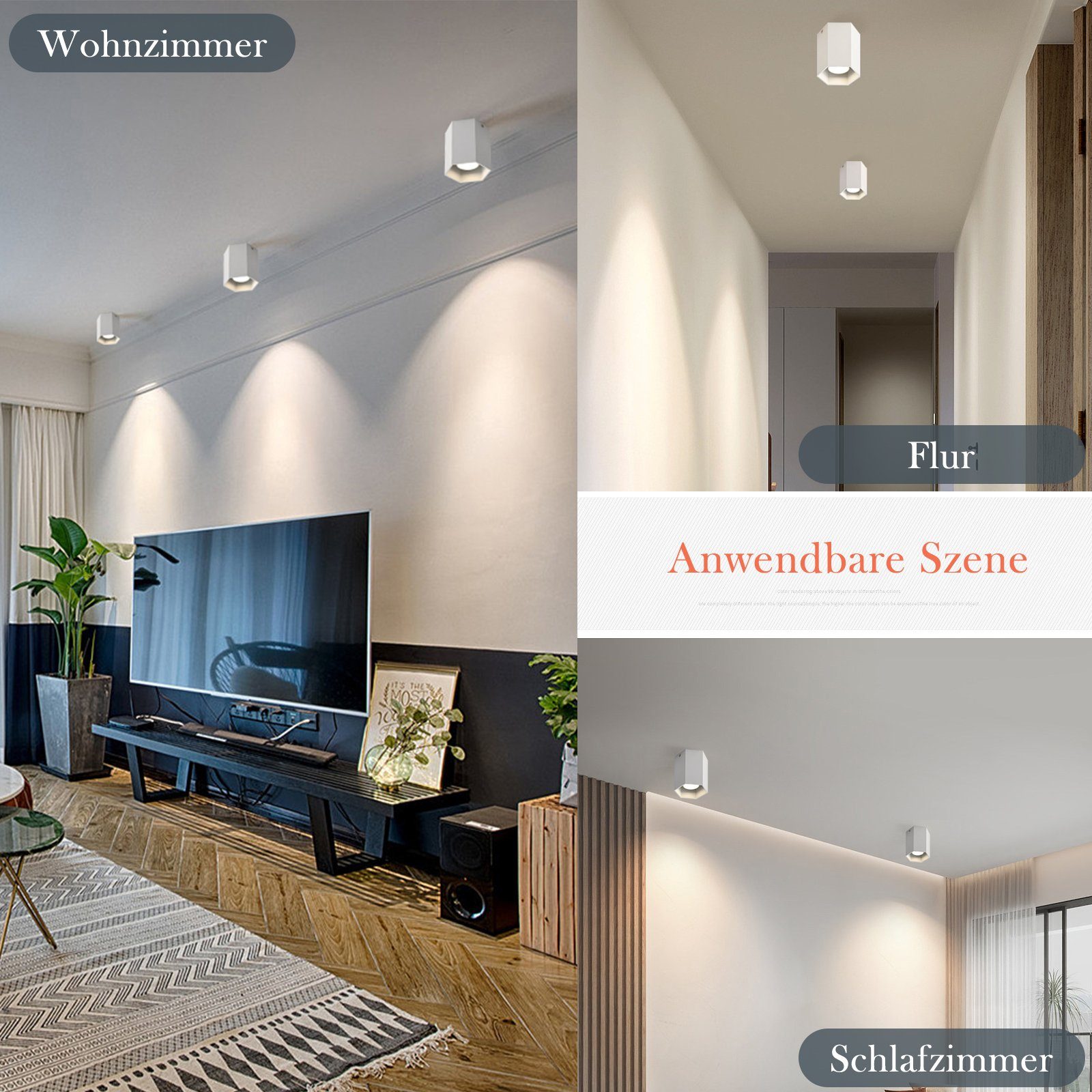 1 Aufbauleuchte LED Aufbauspot Rund Deckenspots Spotleuchte LED Deckenstrahler für Wohnzimmer, ohne Leuchtmittel, Flammig, Weiß Deckenleuchte GU10 ZMH Küche ZMH