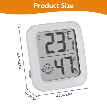 BlingBin Raumthermometer 4 Stück Digital LCD Thermometer Thermo-Hygrometer Feuchtigkeit, 4er Set 4-tlg., 4pcs, mit Smiley-Indikator Gauge für Babyzimmer Seniorenzimmer