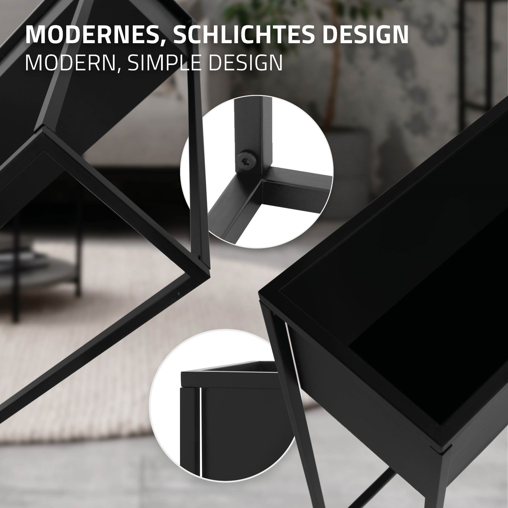 Metall ML-DESIGN 60x25x78cm Schwarz Pflanzen 2er stehend Übertopfständer Innenbereich Designpflanzenständer Set Rechteckig Pflanzenkasten, Blumenständer für