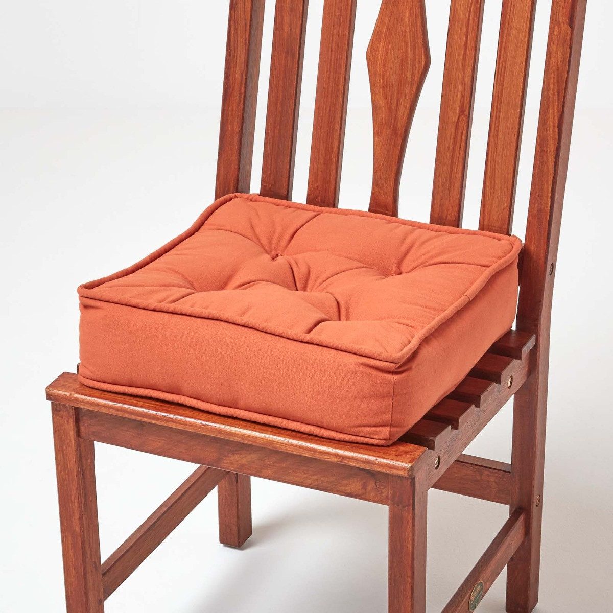 Homescapes Sitzkissen Sitzkissen terracotta – Stuhlkissen 40 x 40 cm mit Baumwollbezug