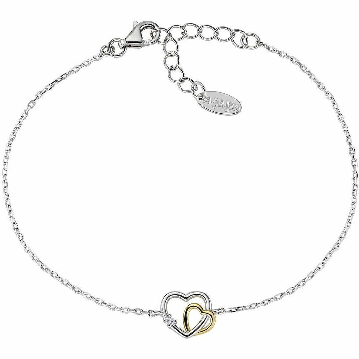 Amen Armreif Silbernes zweifarbiges Armband Heart Love BRHBHGBZ