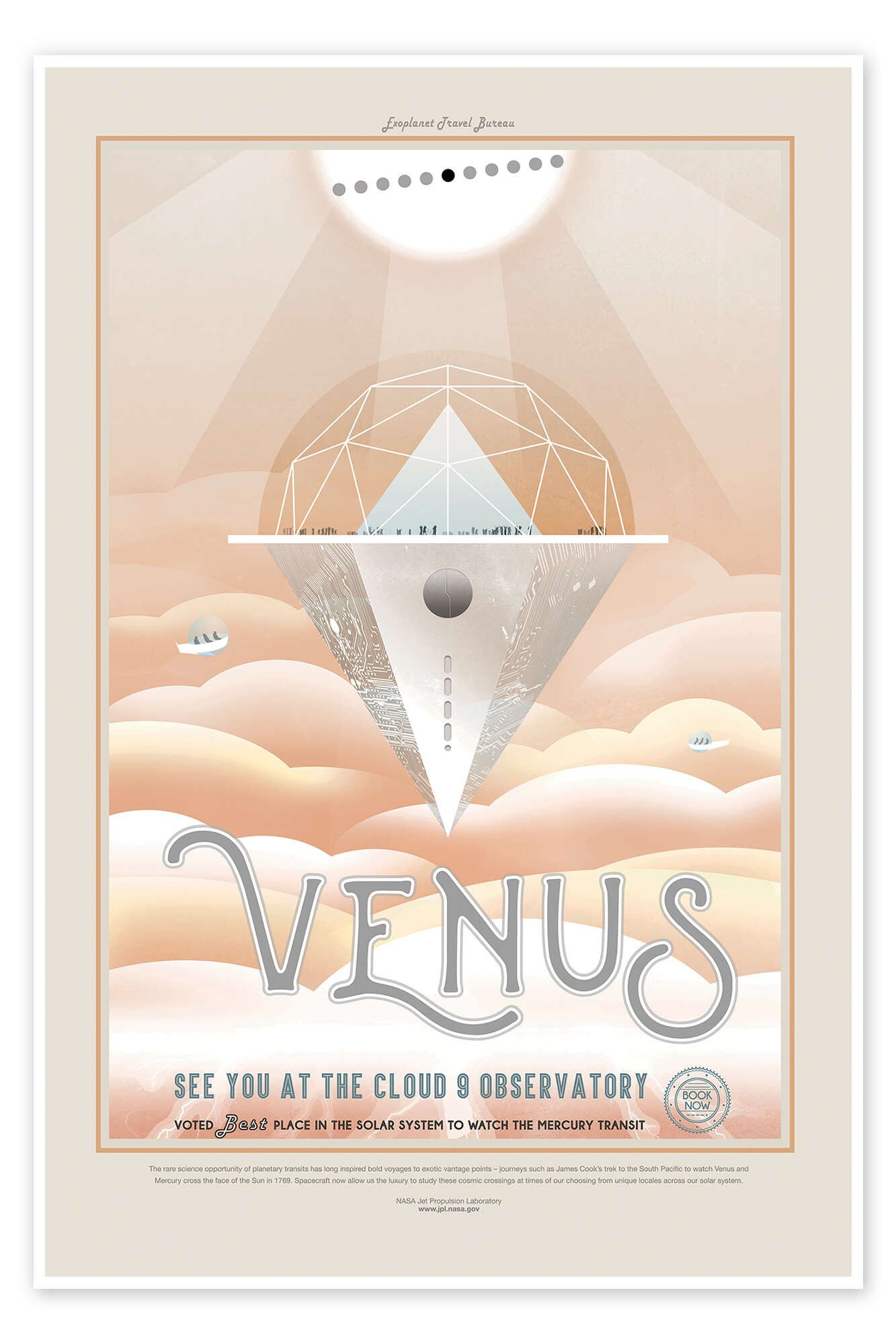 Posterlounge Wandbild Retro Space Travel - Venus, NASA, erhältlich als Poster, Leinwandbild, Wandsticker oder Acrylglasbild