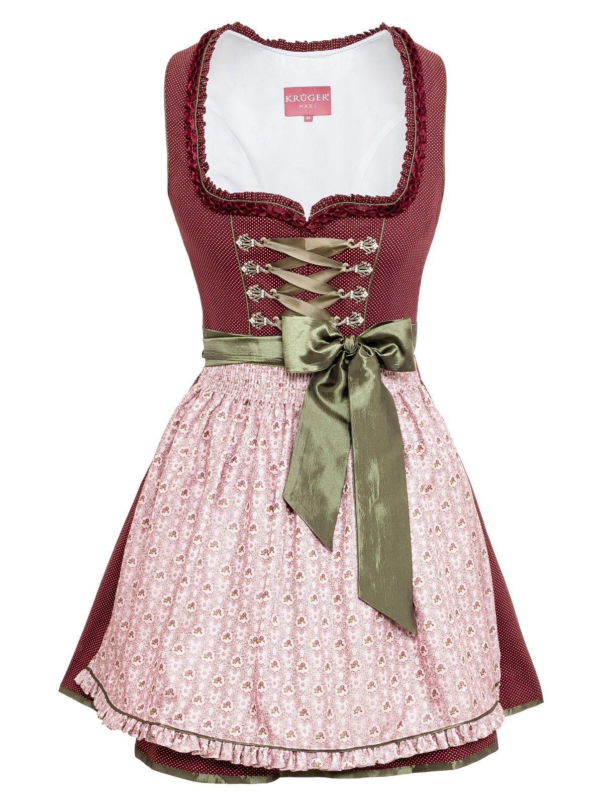 KRÜGER MADL & BUAM Trachtenkleid Mini Dirndl 2tlg. 50cm DORIS bordeaux mehr