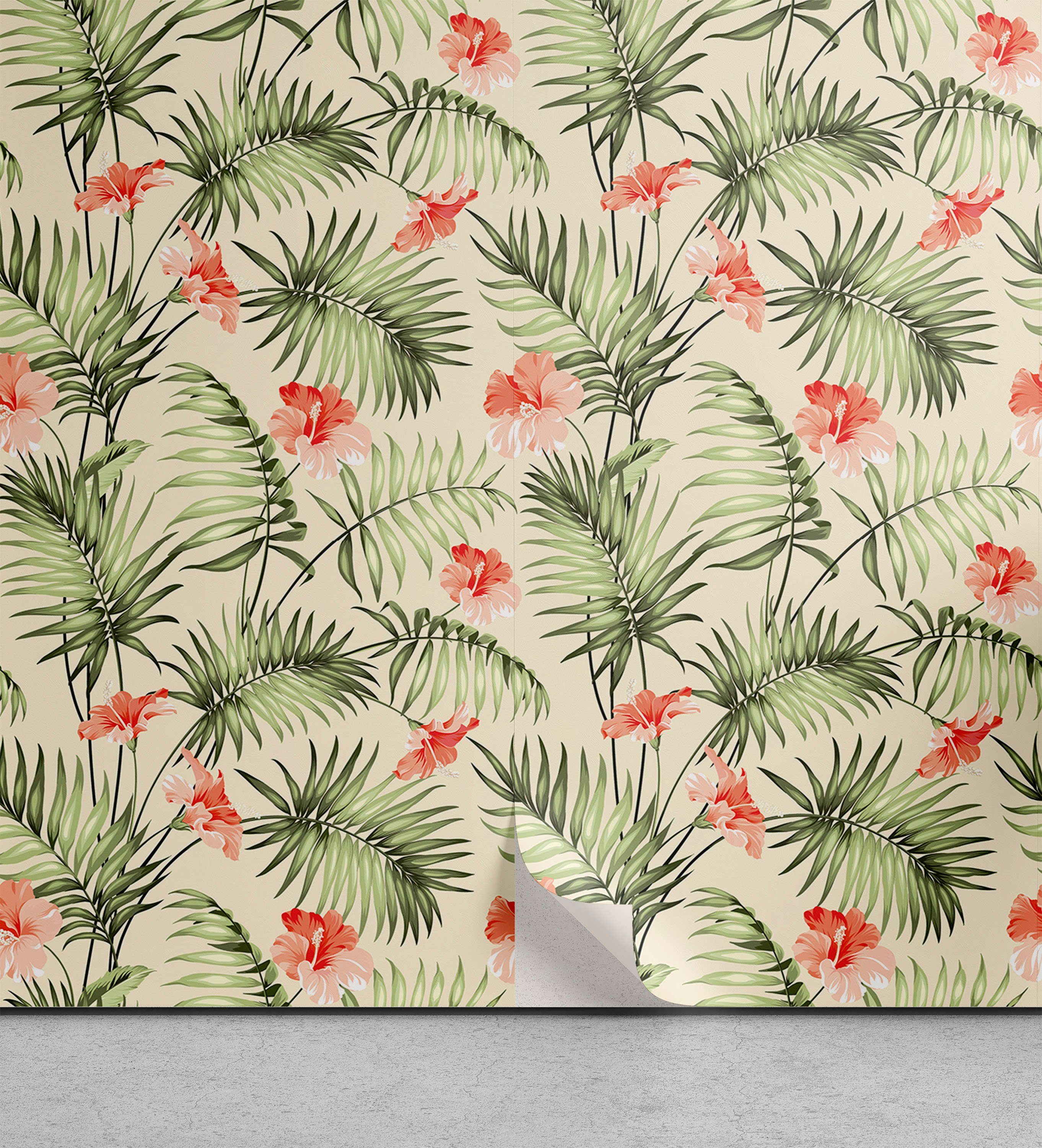 Abakuhaus Vinyltapete selbstklebendes Wohnzimmer Küchenakzent, Blatt Hawaiianischen Aloha Hibiscus