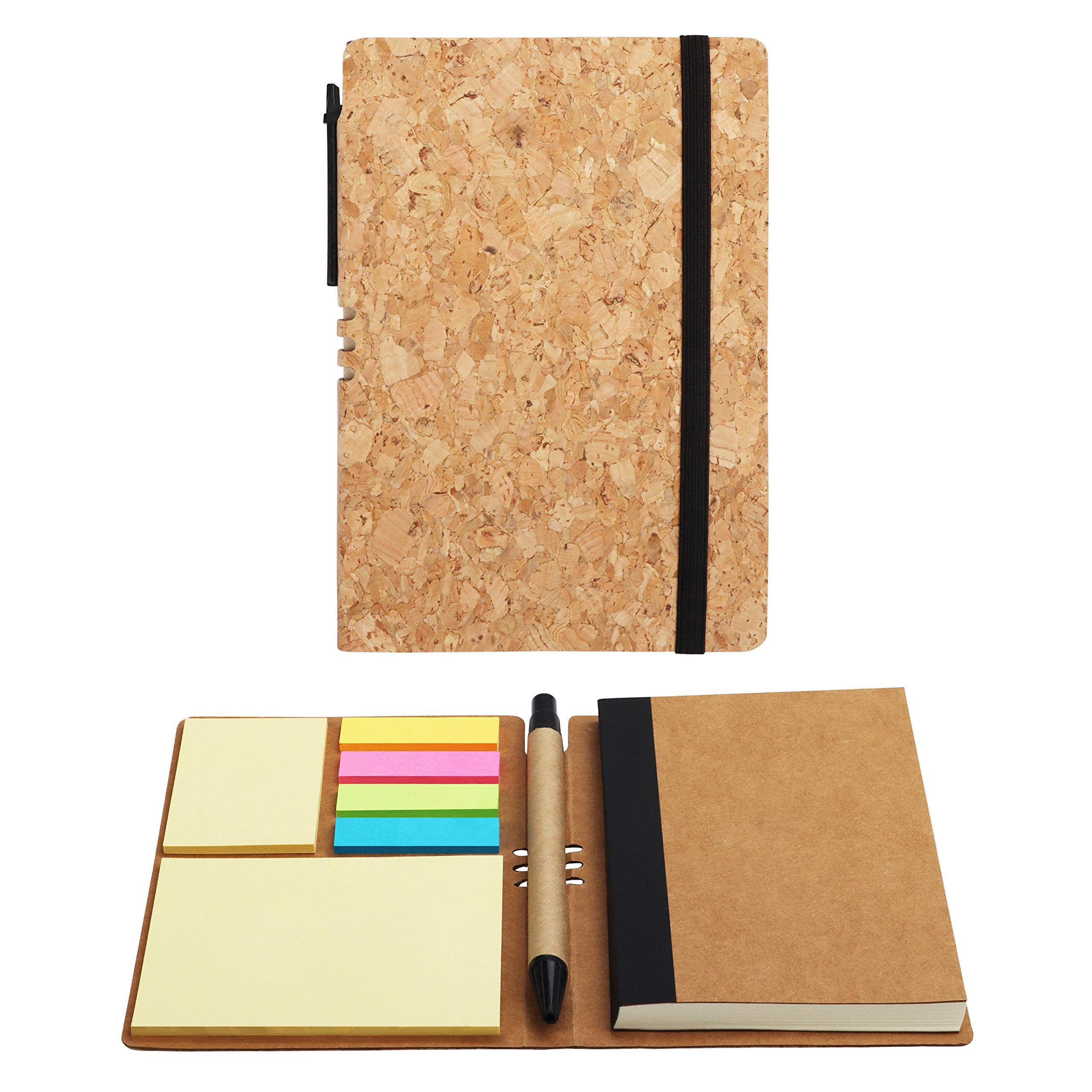 Notizbuch A6 Notizbuch mit Linien, Tagebuch, Stift und Klebenotizen (2 Stk)