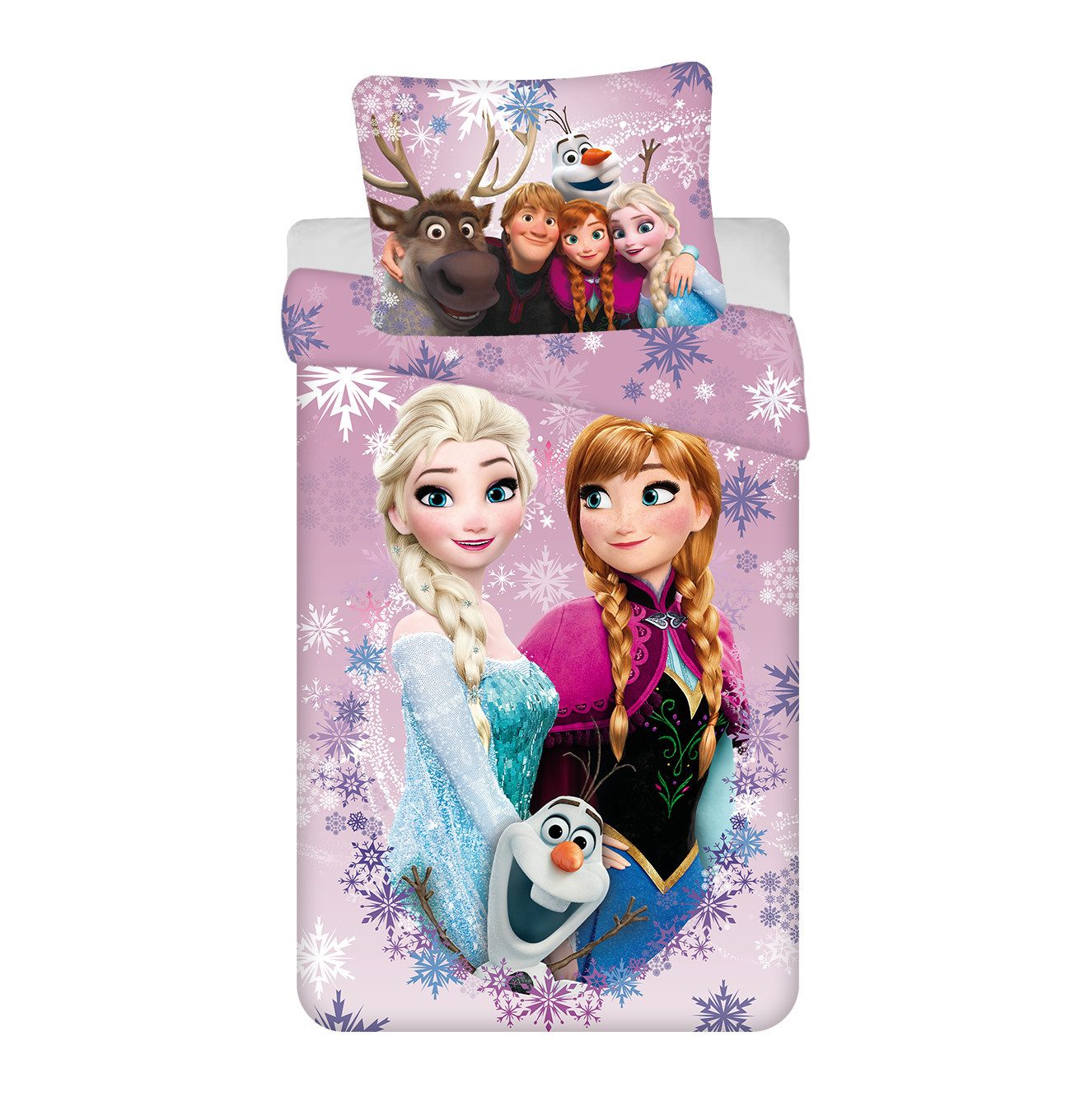 Disney Frozen Kinderbettwäsche Disney Frozen Purple Eiskönigin Anna Elsa 140x200 cm, 70x90 cm, Baumwolle, 2 teilig
